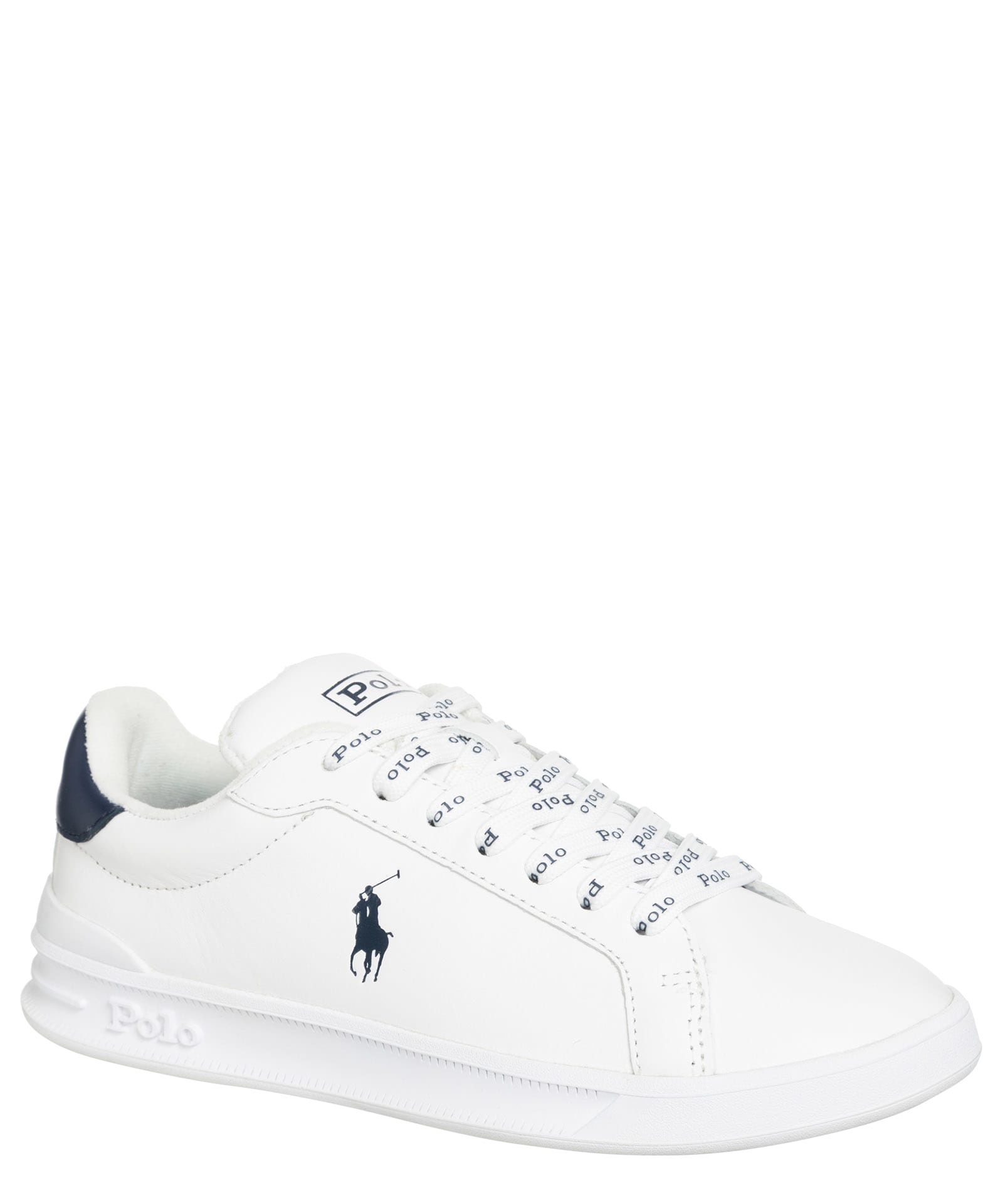 Shop Polo Ralph Lauren Heritage Court Ii Leather Sneakers In White/blue