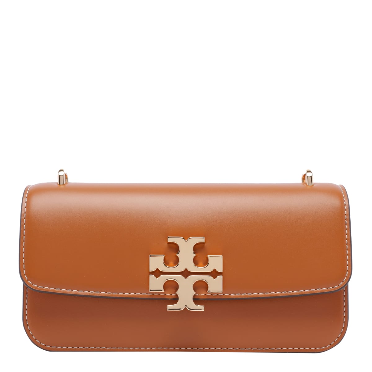 Tory Burch Eleanor E/w Small Convertible Shoulder Bag In Marrone