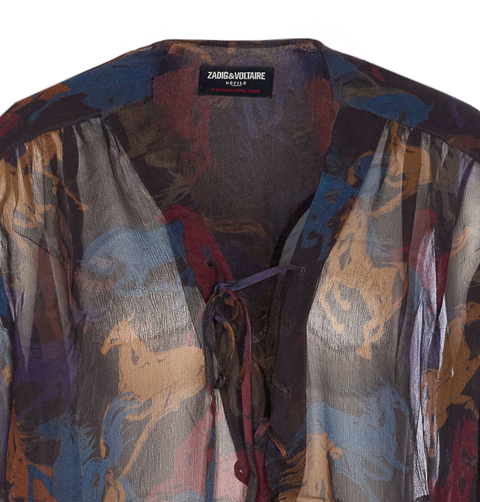 Zadig & Voltaire Womens Dark Chocolate Tamela Horse-print Woven Shirt In Multi