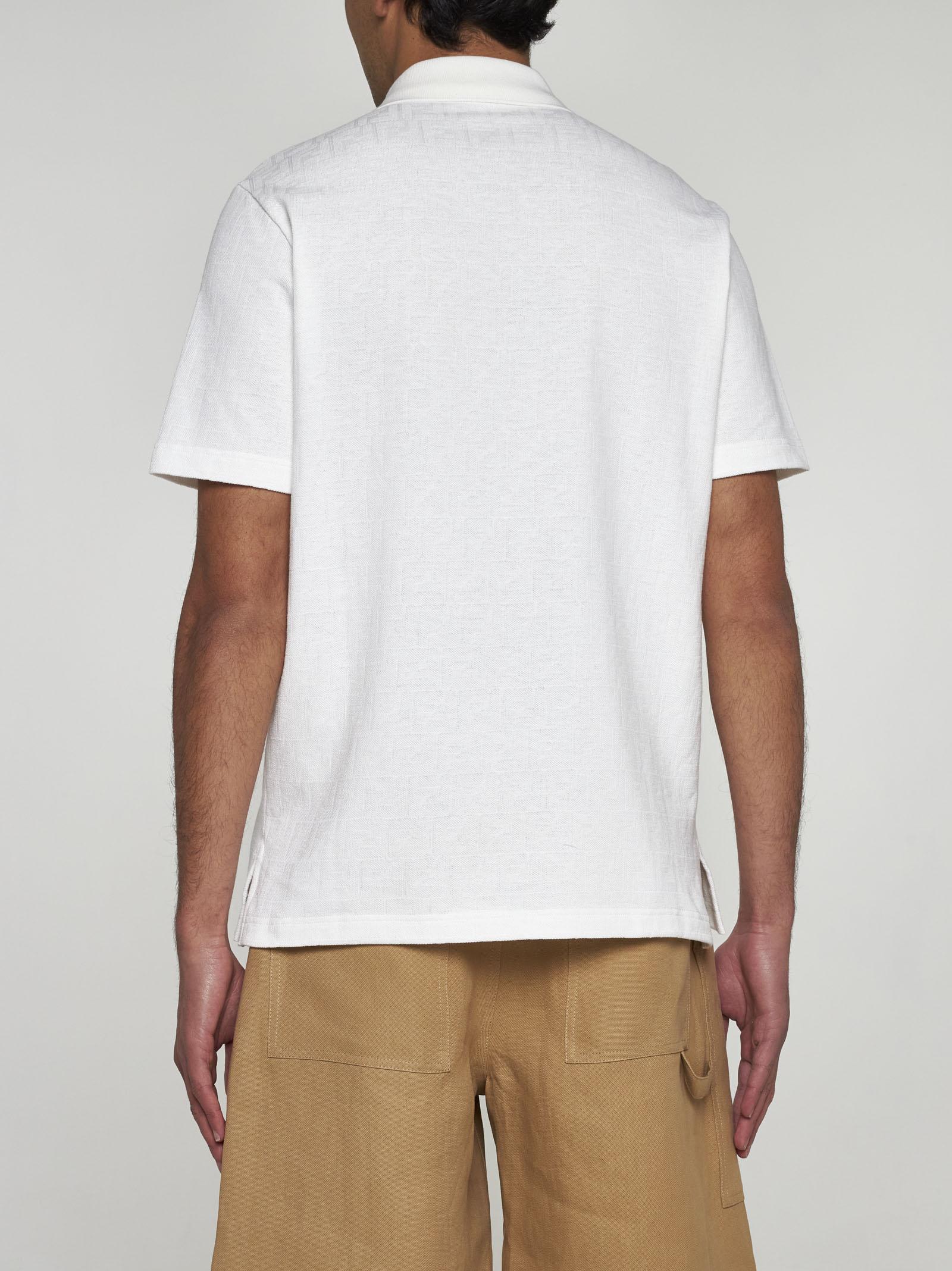 Shop Fendi Ff Pique Cotton Polo Shirt In Beige