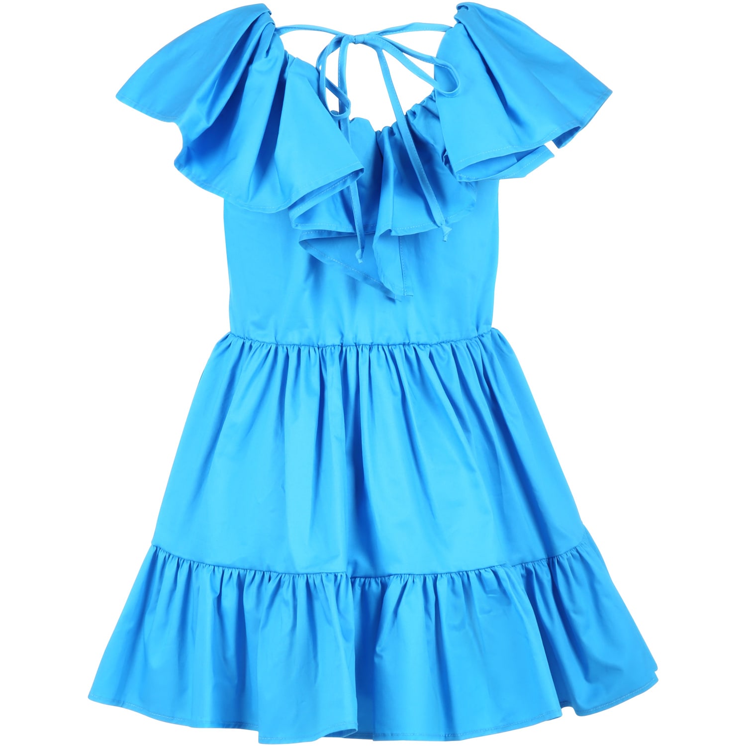 Shop Msgm Light-blue Dress For Girl With Logo In Light Blue