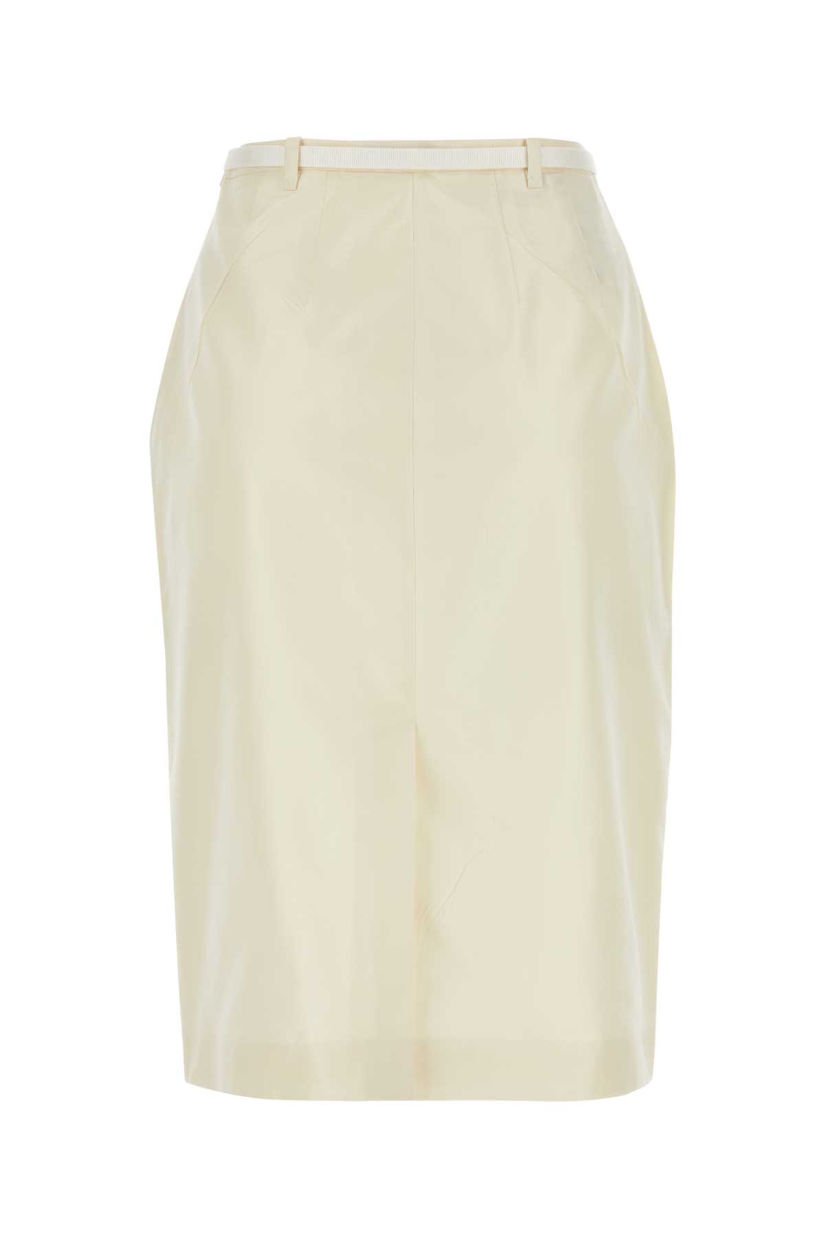 Prada Ivory Faille Skirt In Avorio