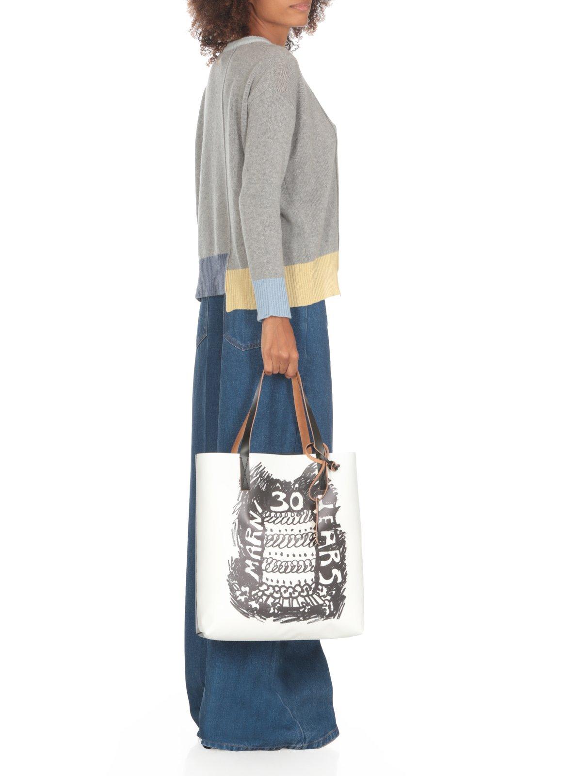 Shop Marni 30th Anniversary Print Two-toned Tribeca Tote Bag