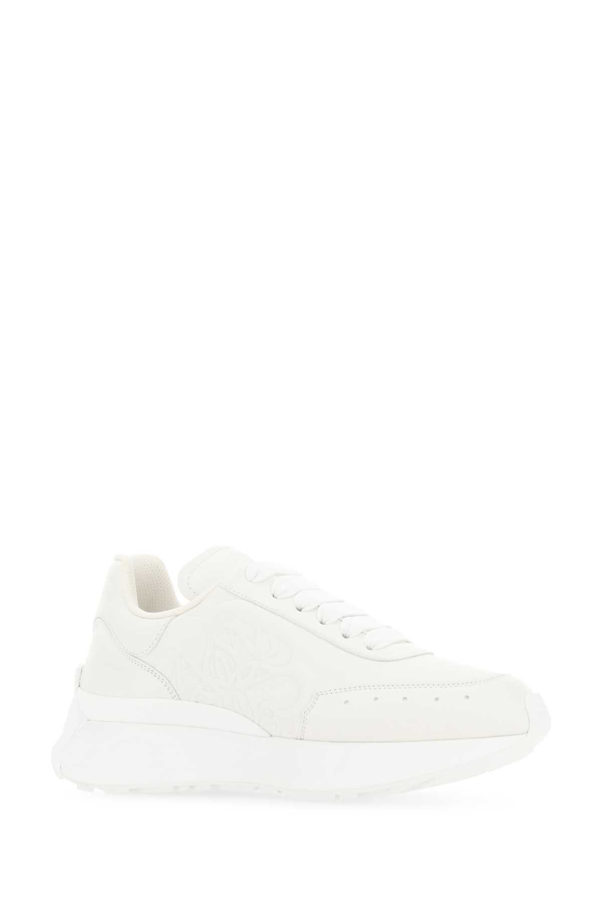 Alexander Mcqueen White Sprint Runner Low Top Leather Sneakers In White