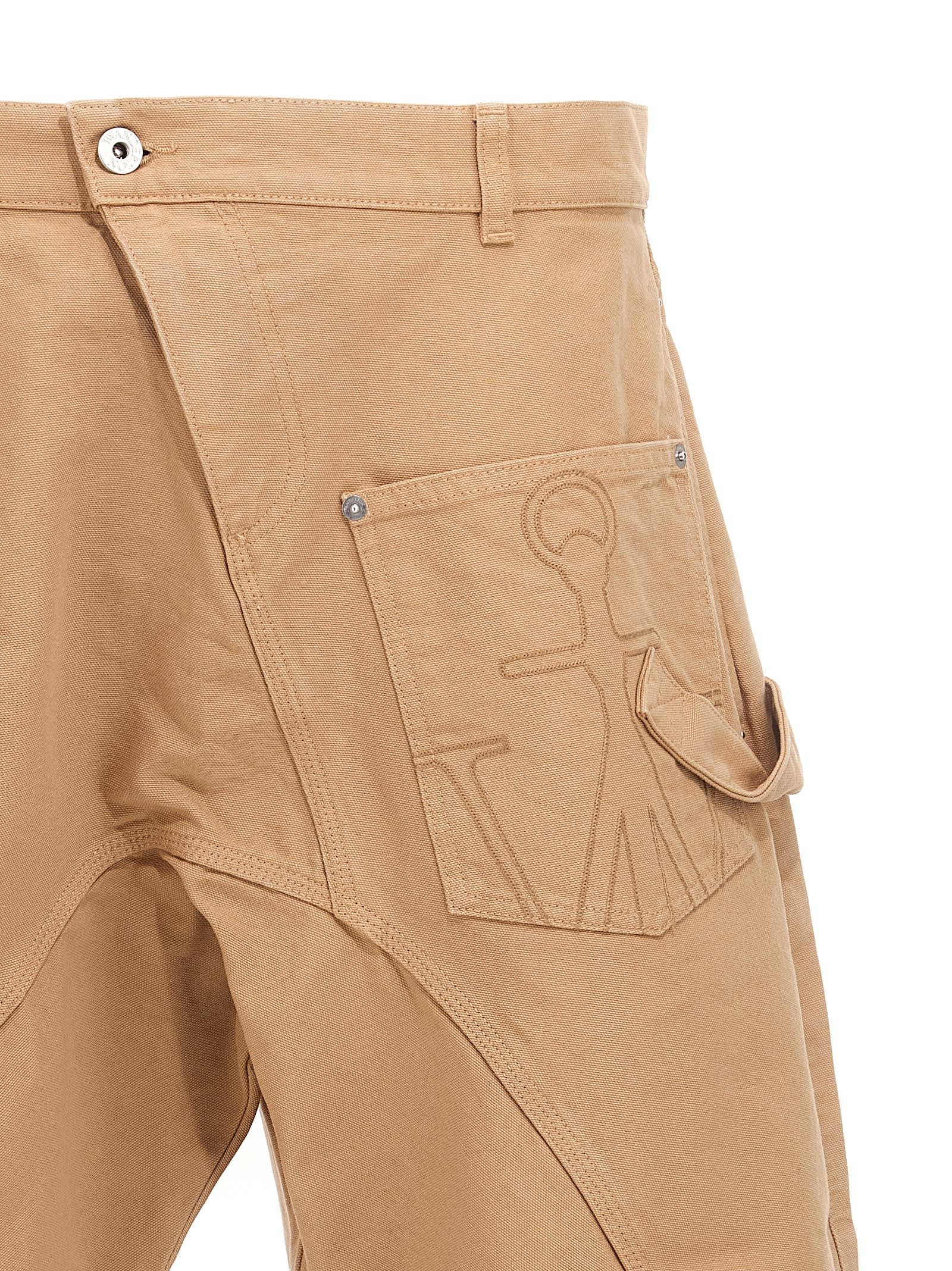 Jw Anderson Beige Bermuda Shorts With Patch Pocket With Logo On The Front In Beige