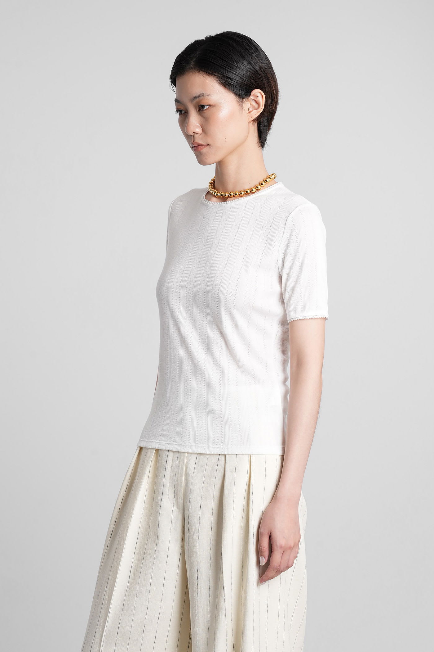 Anine Bing Pia T-shirt In White Polyester In White