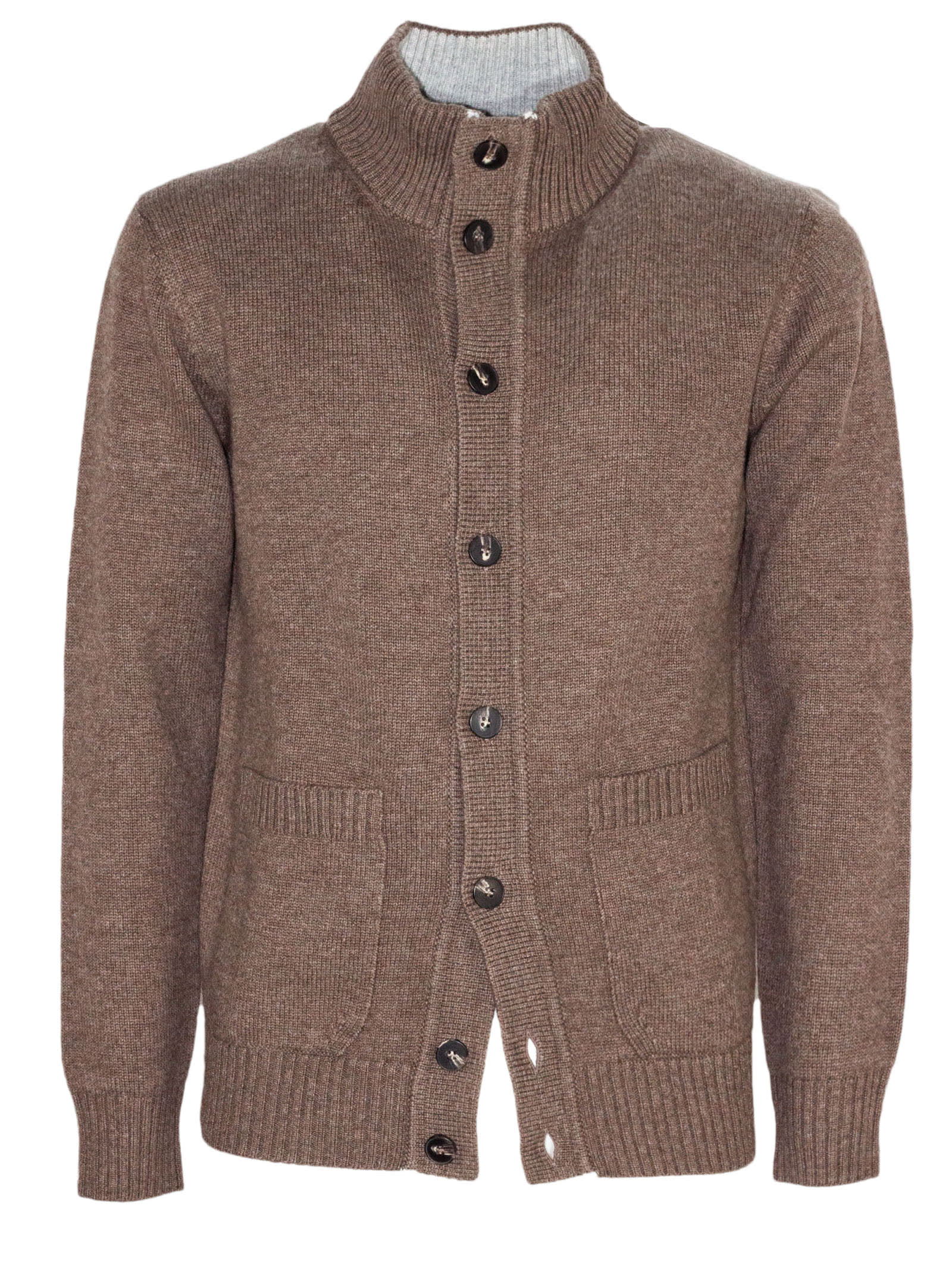 Brown Wool And Cashmere Blend Cardigan