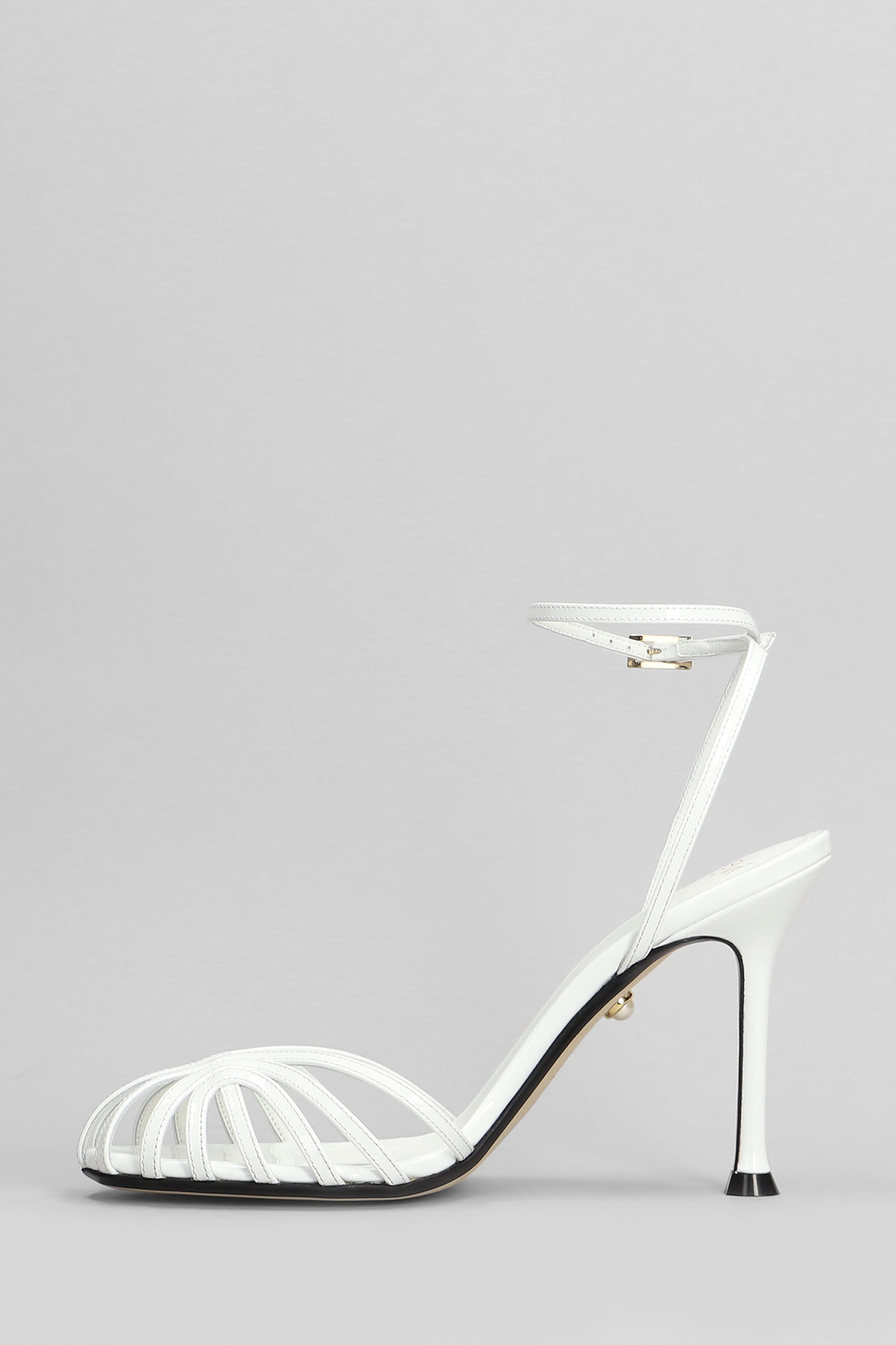 Alevì Ally 95 Sandals In White Patent Leather In White