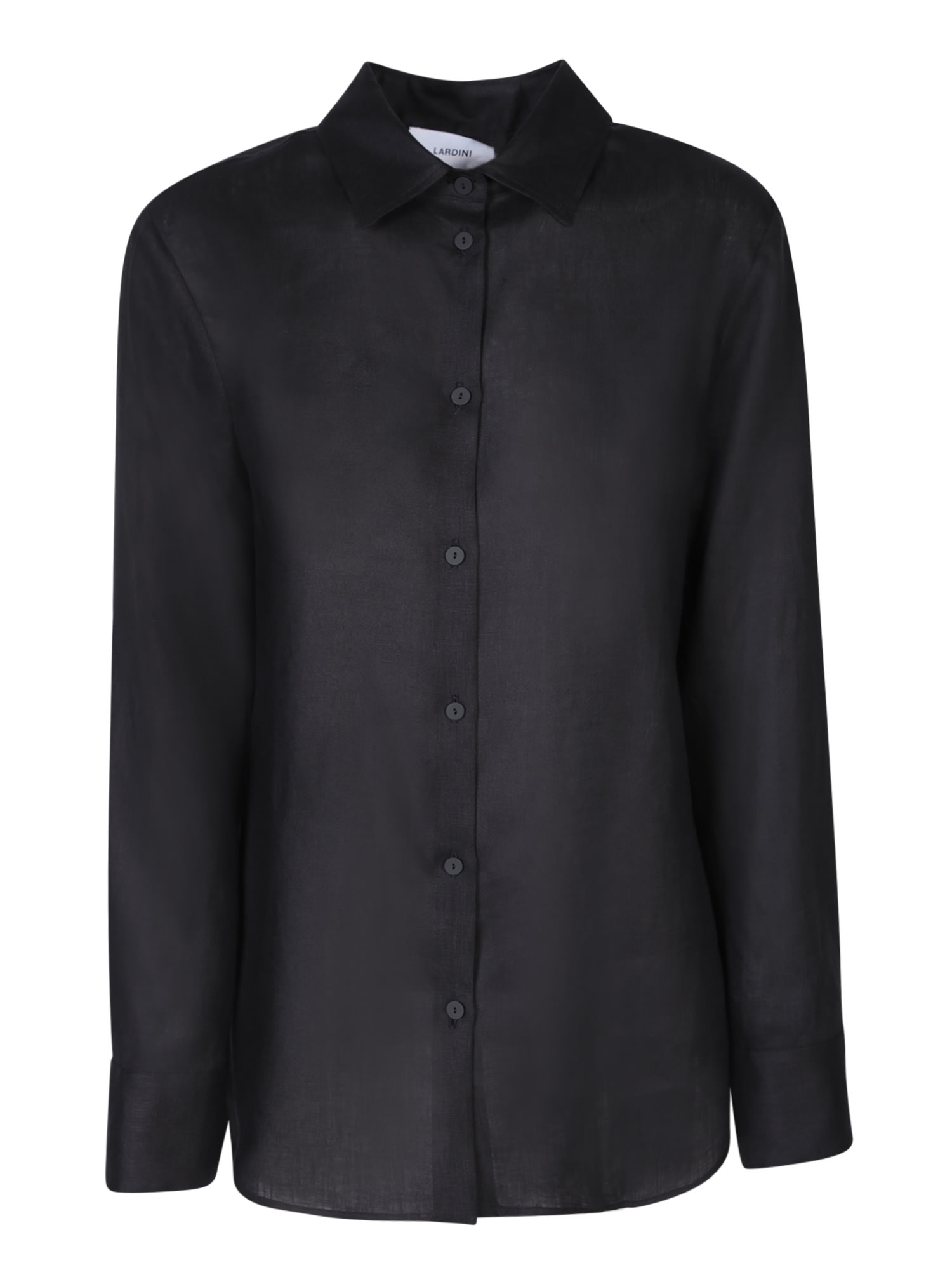 Shop Lardini Black Linen Shirt