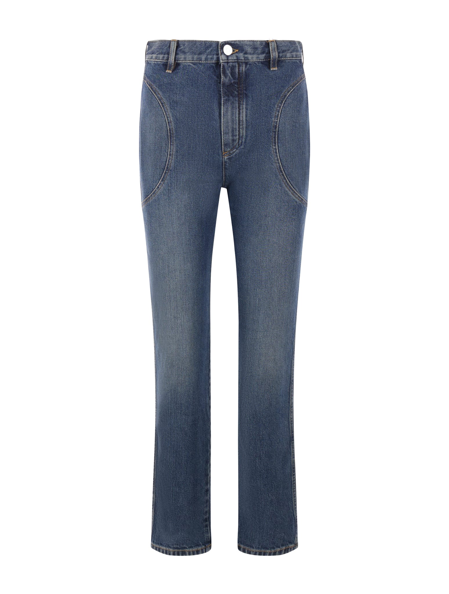 Shop Alaïa Highwaist Pants In Bleu Vintage