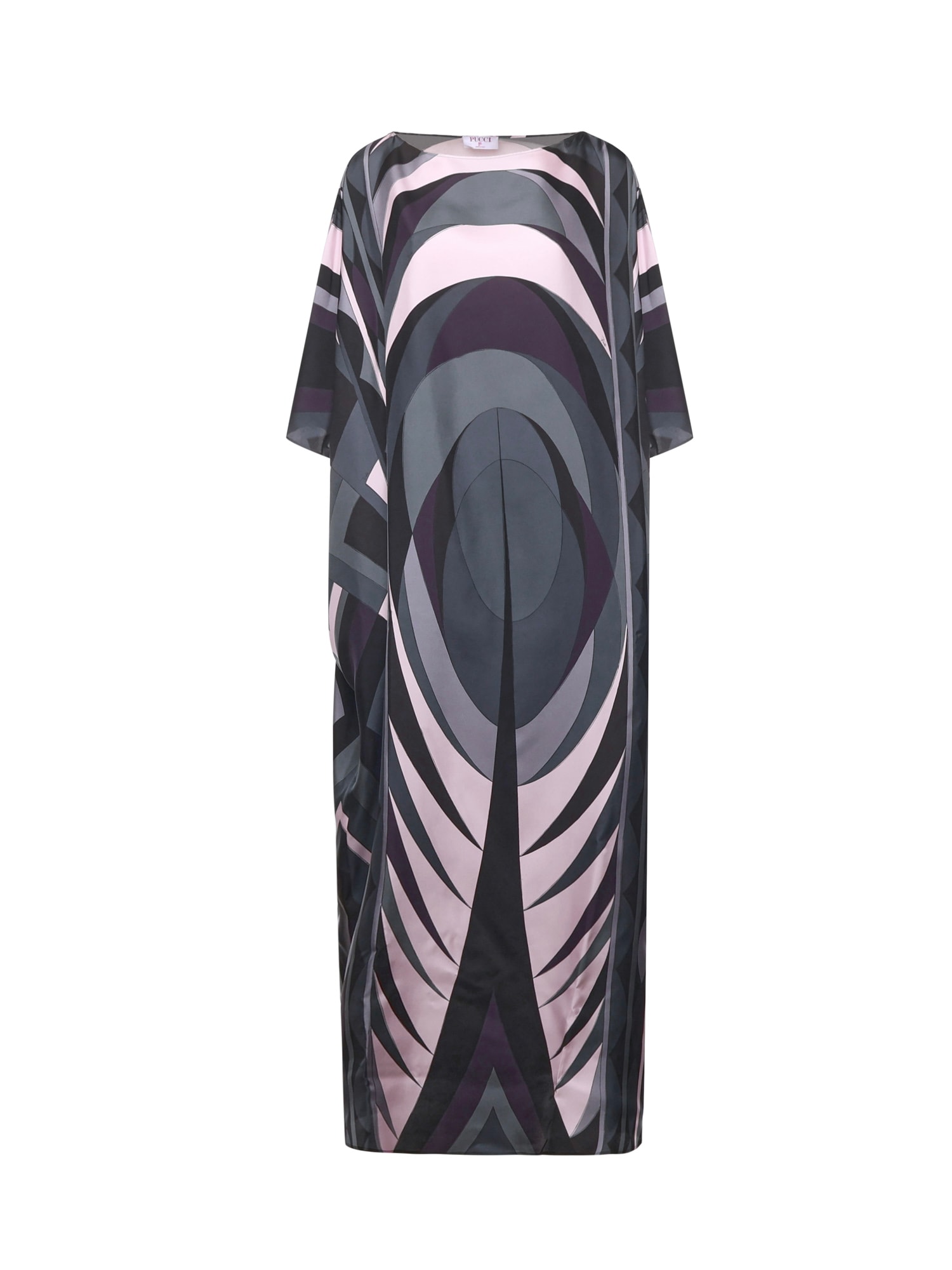 Pucci Silk Kaftan With Iris Print In Black