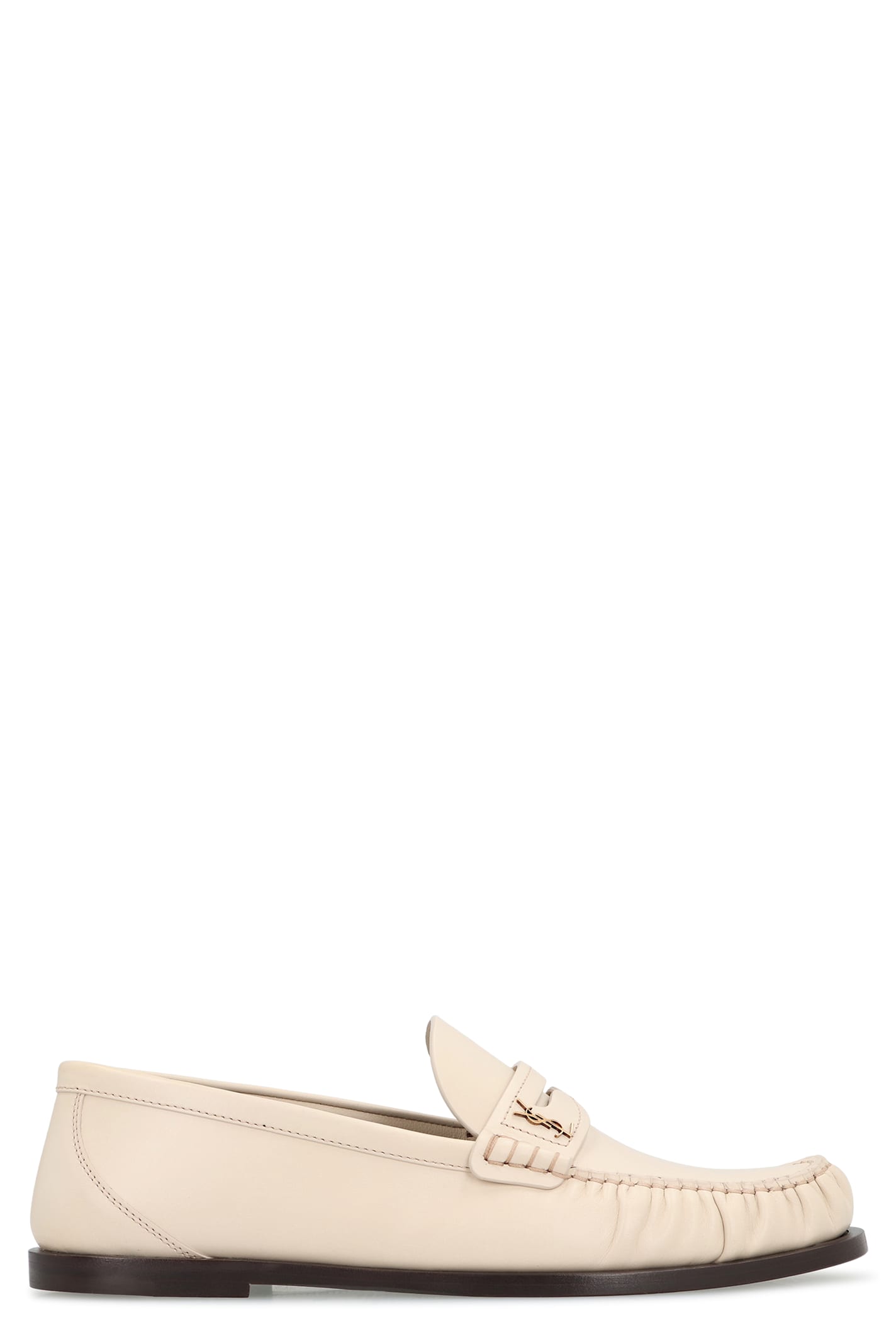 Saint Laurent Laurent 05 Leather Loafers In Neutral