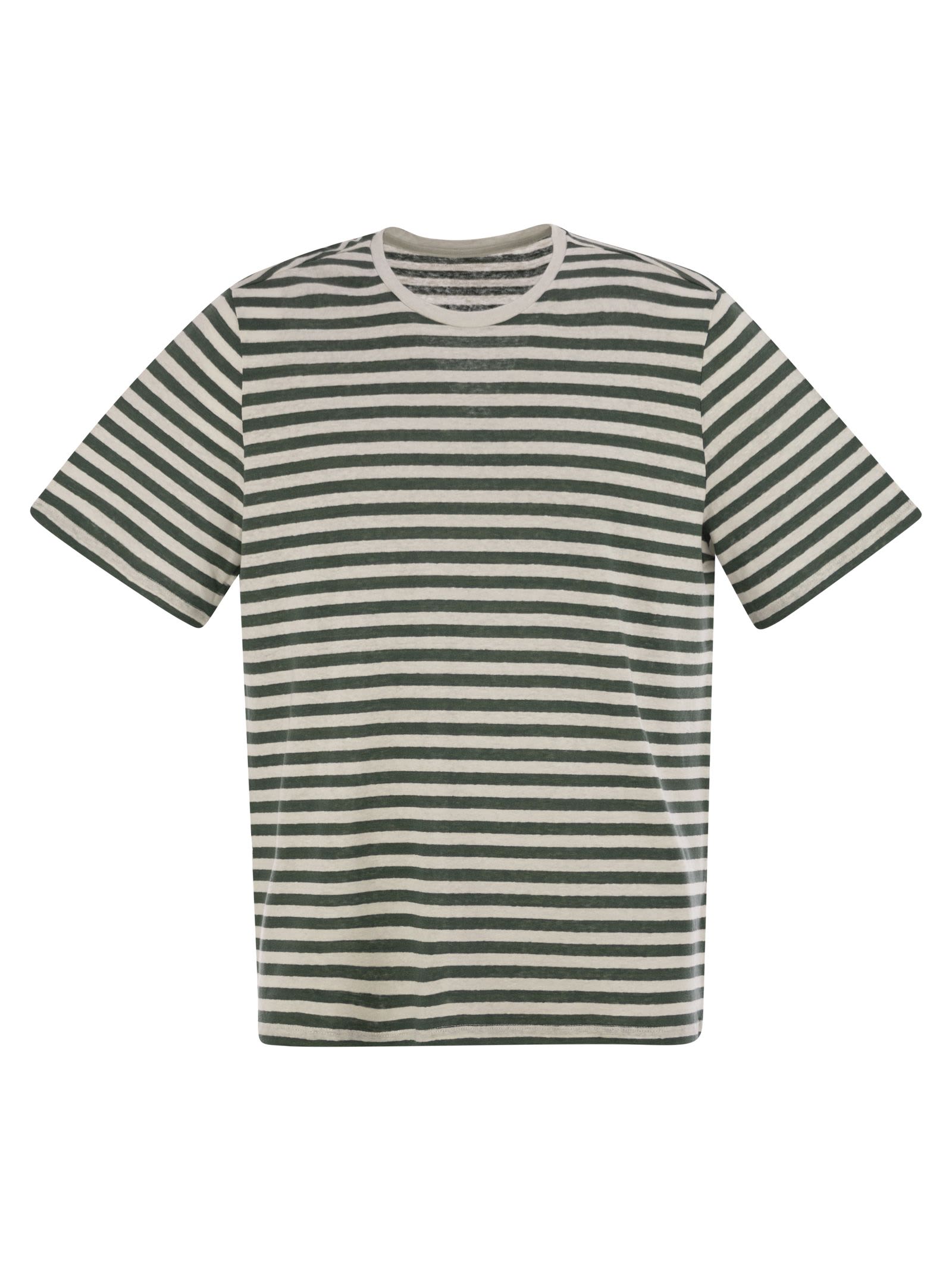 Striped Linen Crew-neck T-shirt