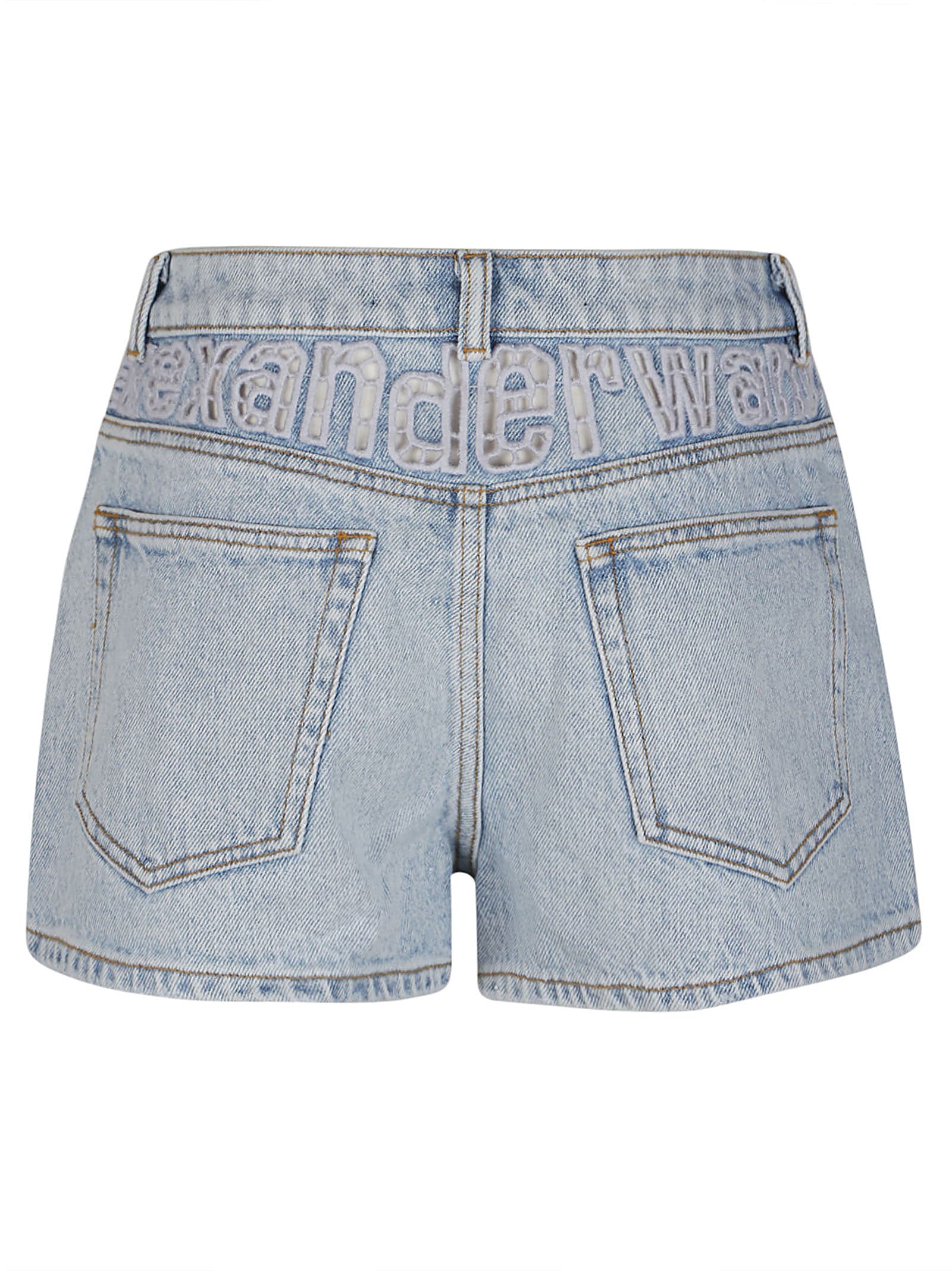 ALEXANDER WANG HIGH RISE LOGO CUT OUT EMBROIDERY SHORT