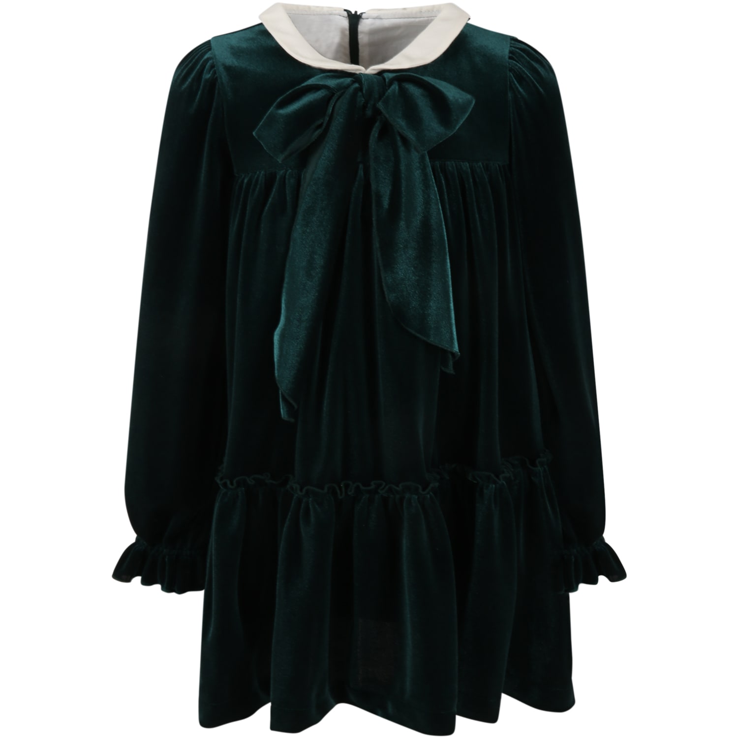 La stupenderia Green Dress For Girl With Bow