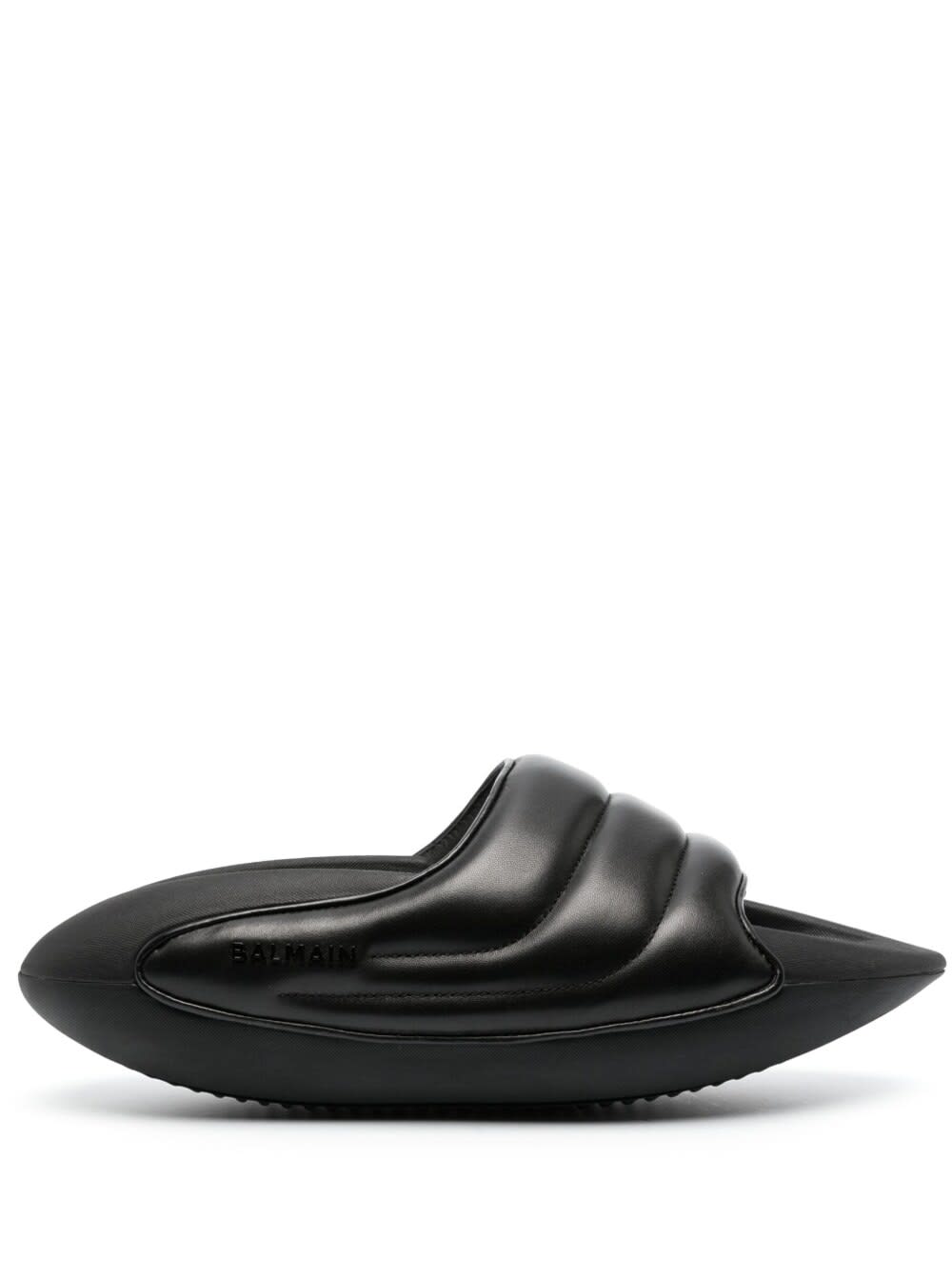 Balmain Quilted Leather B-it Sandals With Chunky Sole In Black