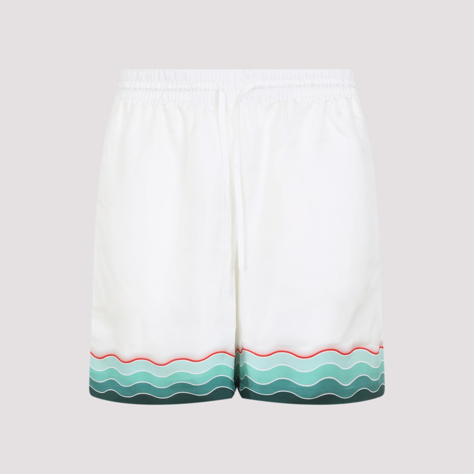 Casablanca Silk Twill Drawstring Shorts With Graphic Print In White