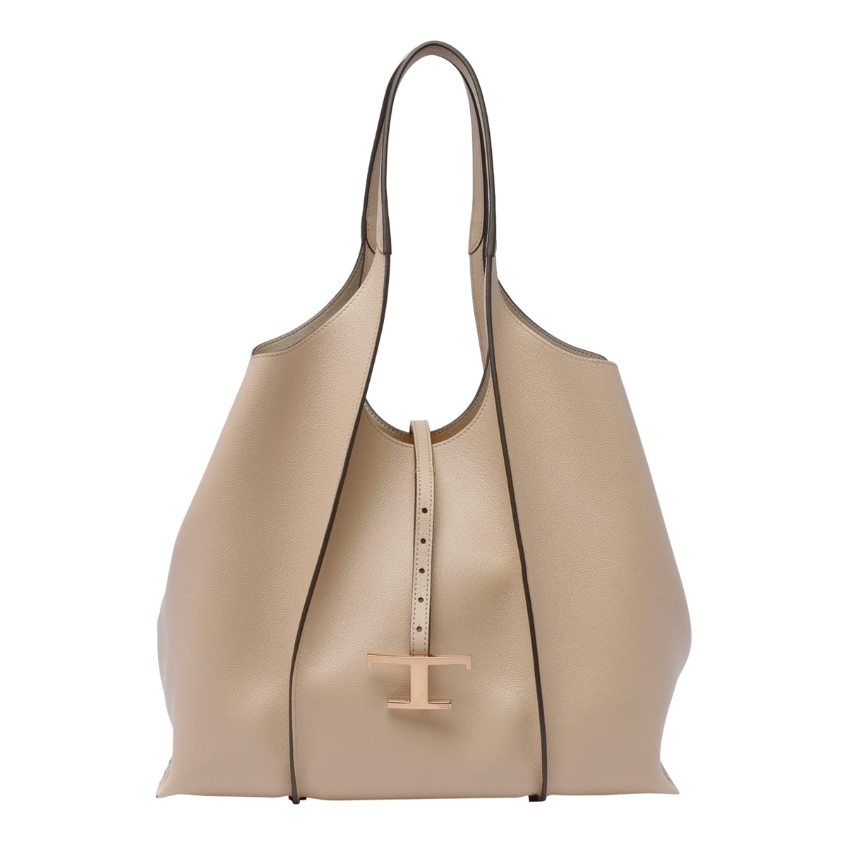 Shop Tod's Medium T-timeless Shoulder Bag In Beige