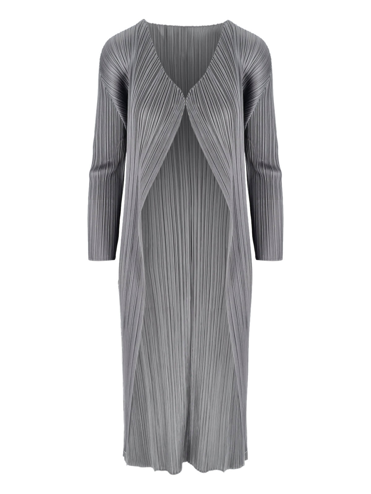 Issey Miyake Pleated Coat In Gray