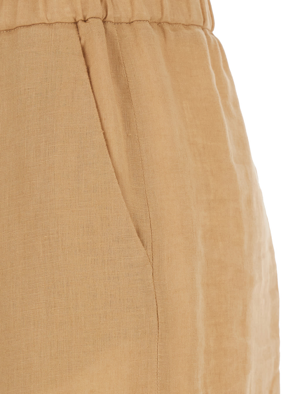 Antonelli Rocchette Beige Linen With Elastic Waist In Linen Woman In Beige