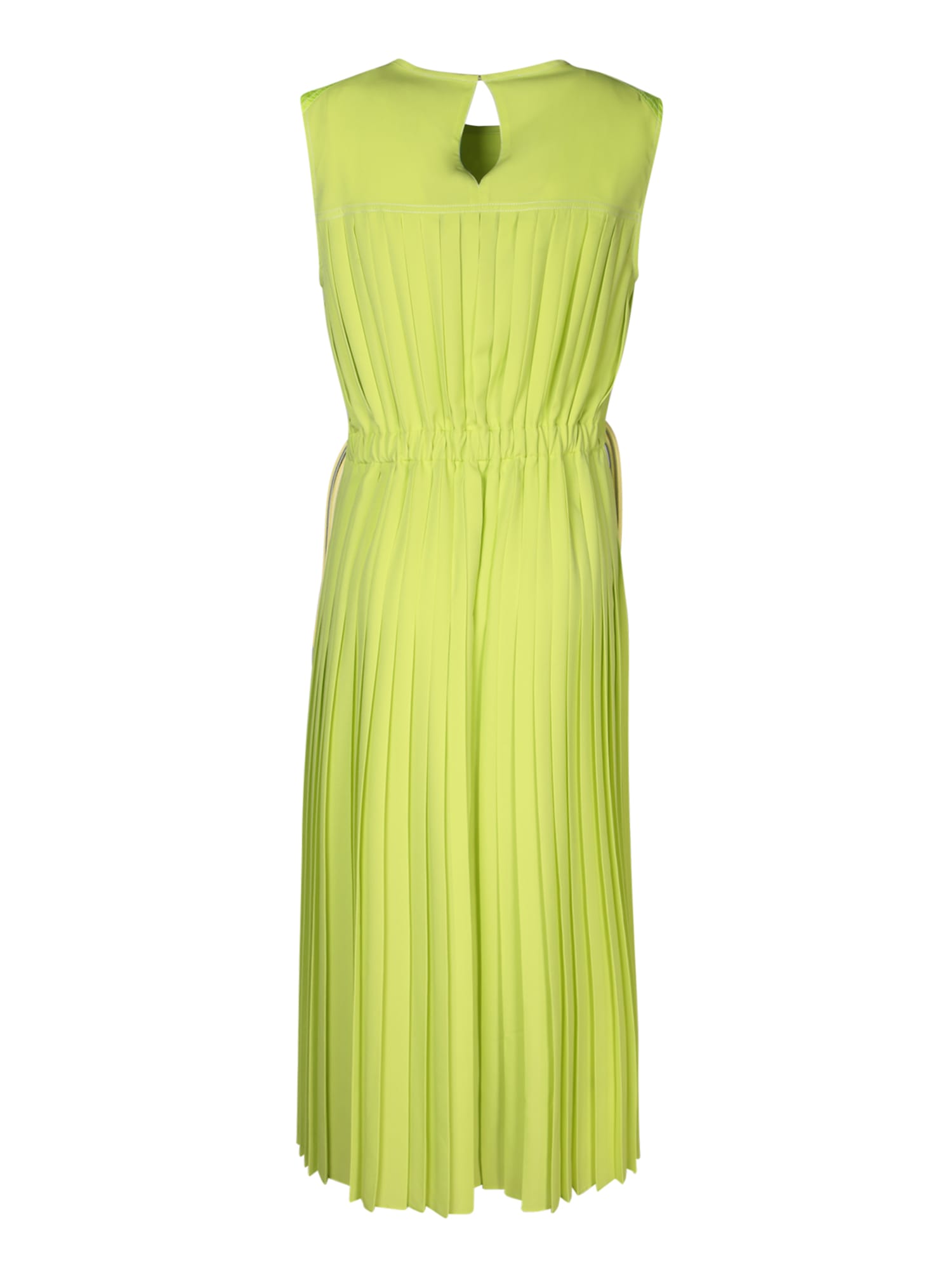 Shop Moncler Lime Crepe De Chine Dress In Green