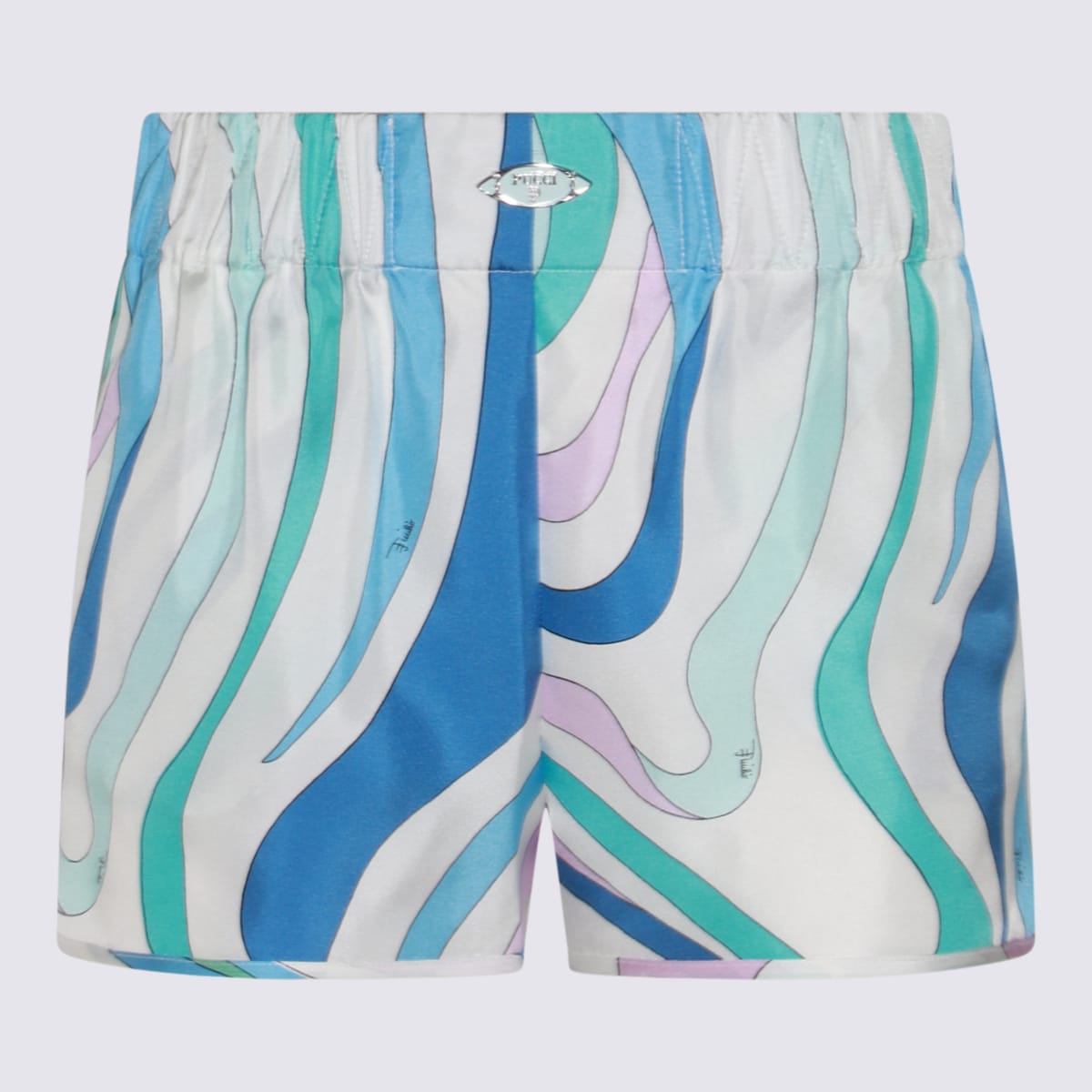 Blue And Multicolor Silk Shorts