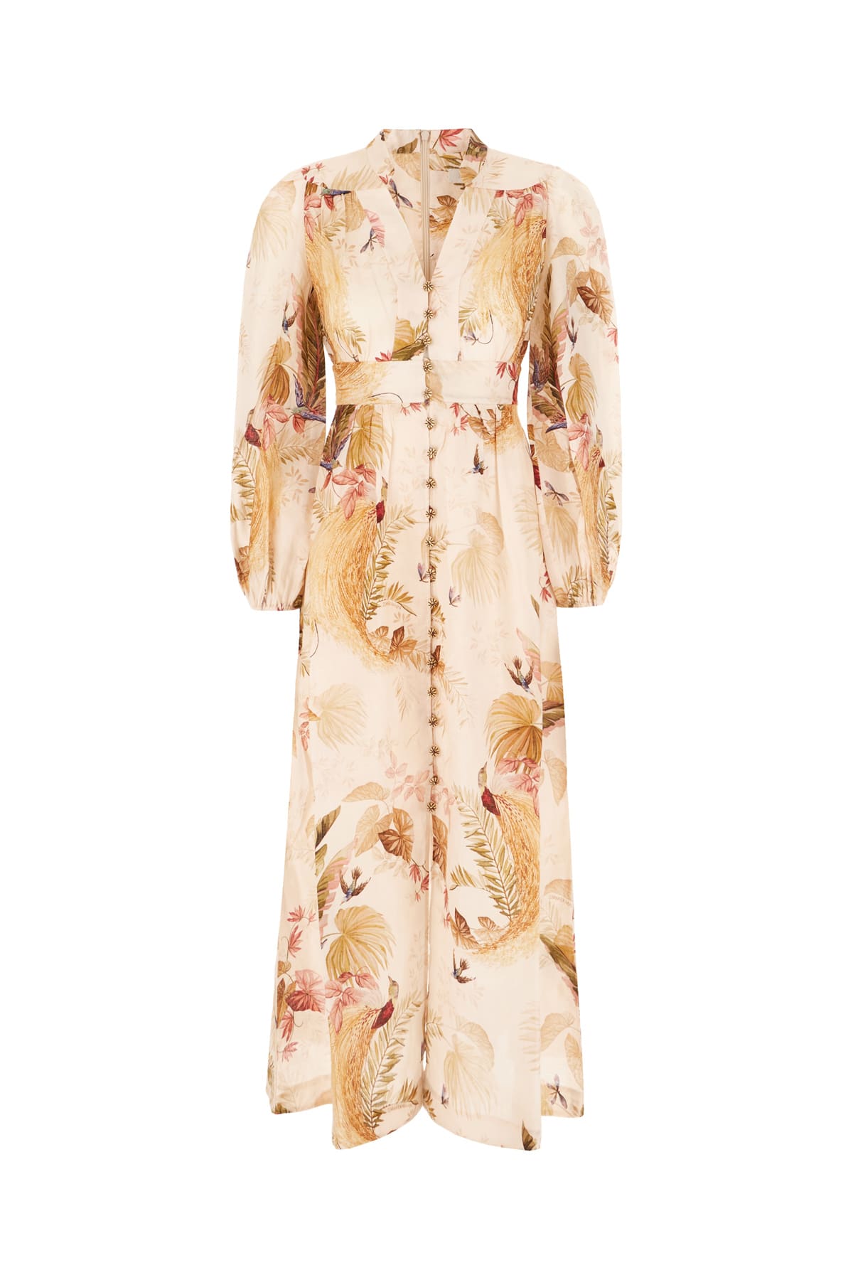 Zimmermann Ascension Plunge Printed Linen Dress In Multi