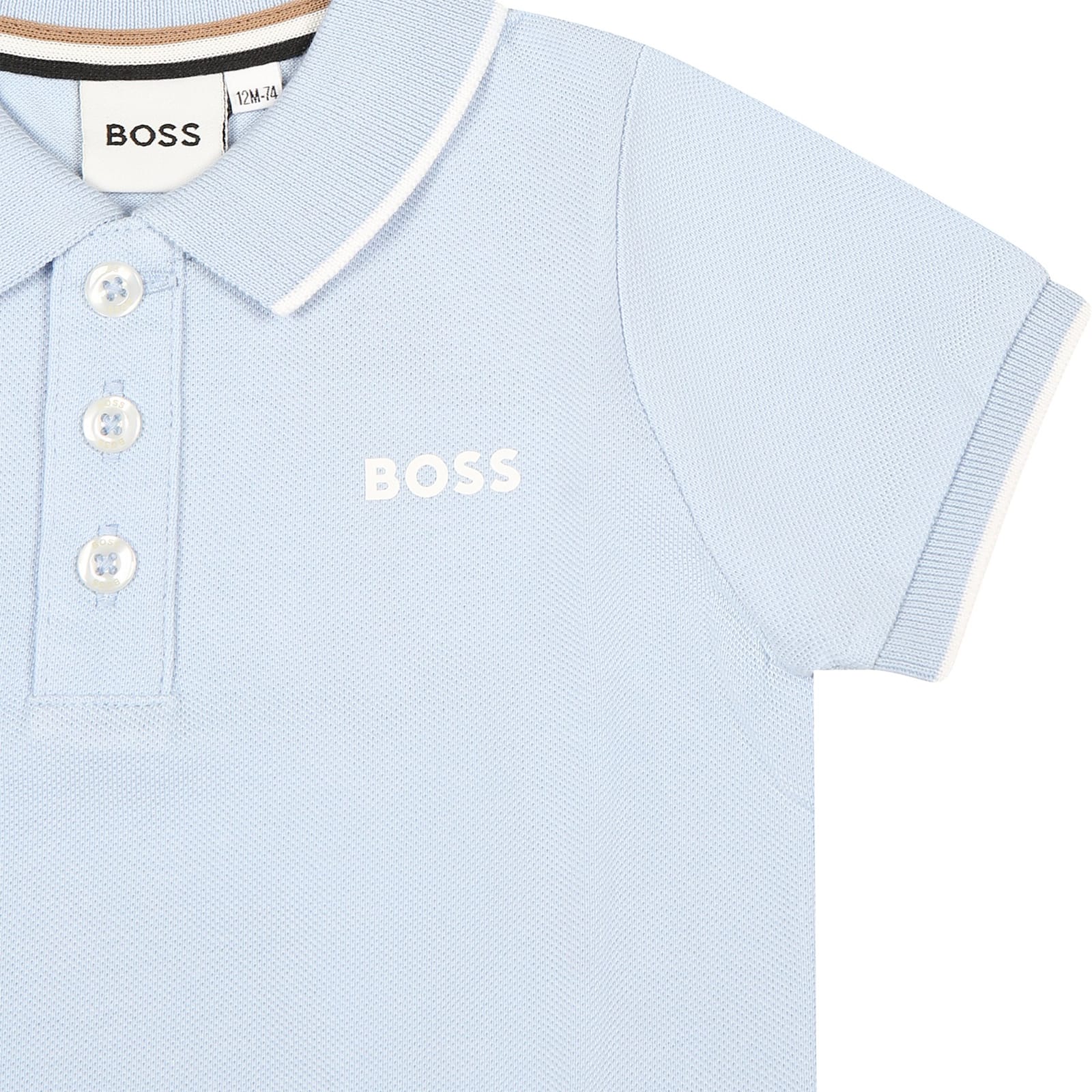 Hugo Boss Light Blue Polo Shirt For Baby Boy With Logo In Light Blue