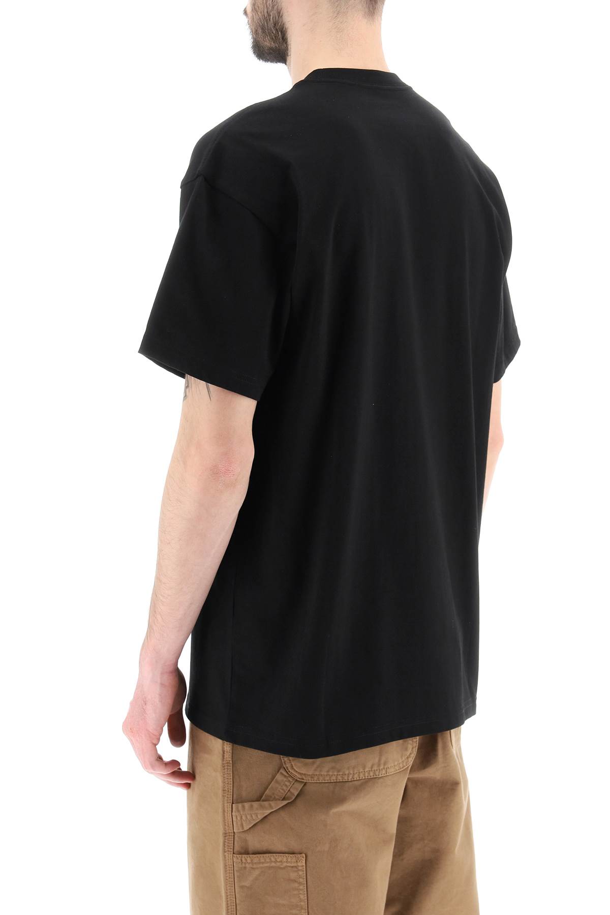 Carhartt Short Sleeve Chase T Shirt Dark Navy Gold In Black