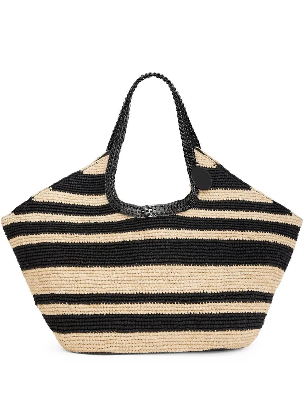 Shop Rabanne Striped Raffia Tote Bag With 1969 Discs Details In Brown