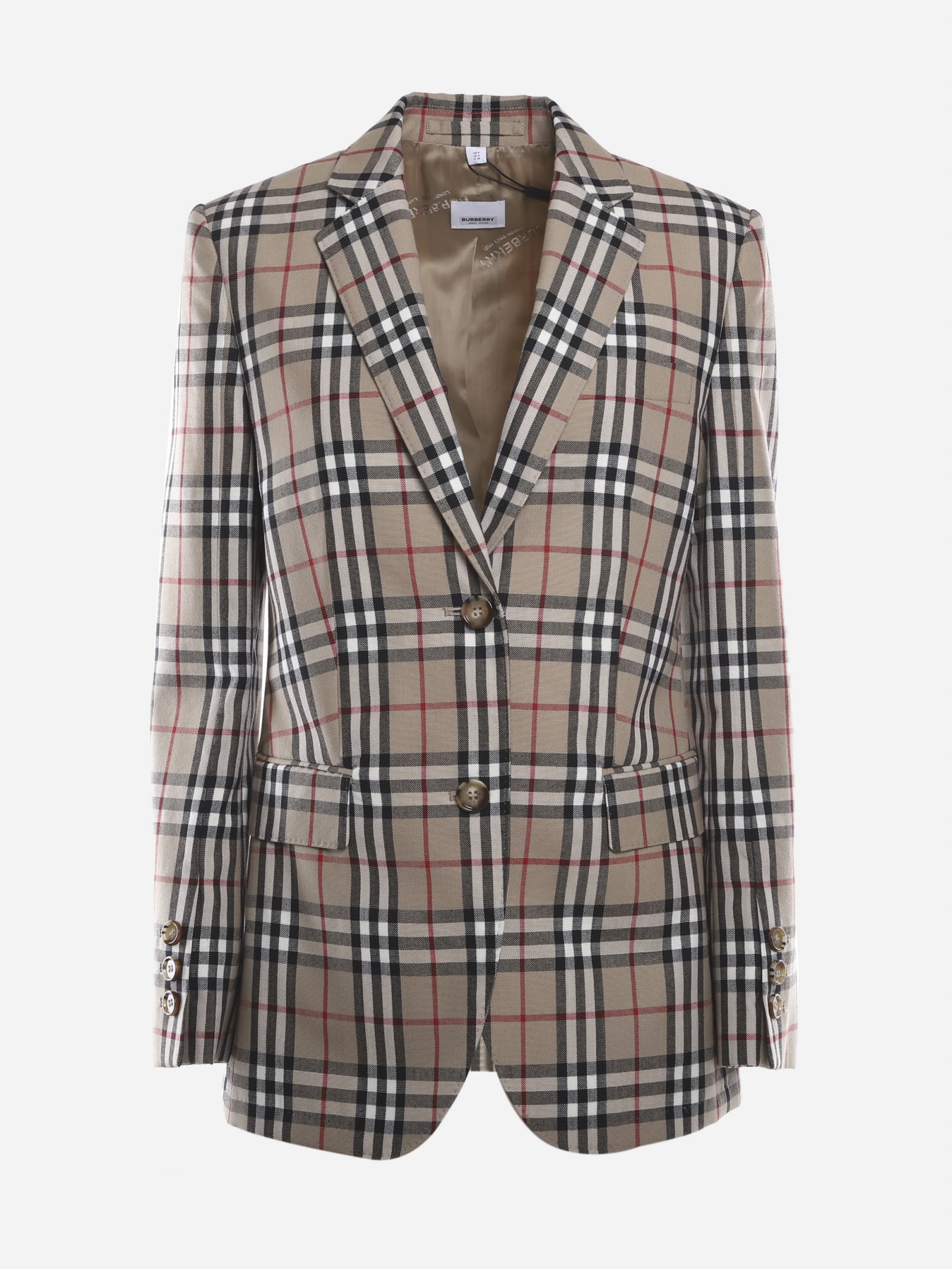 Burberry Wool Jacket With All-over Vintage Check Pattern