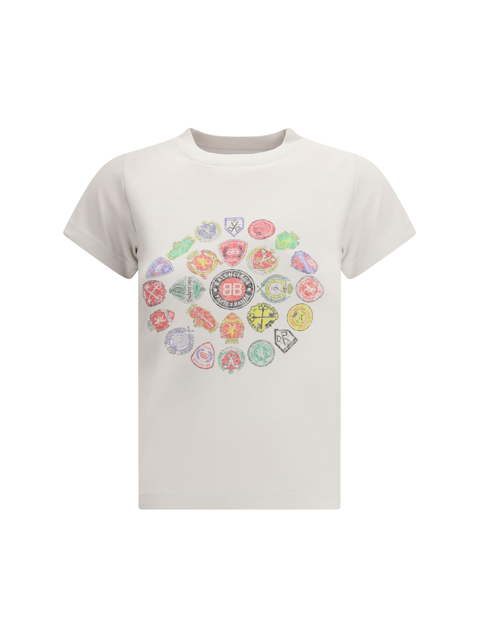 Balenciaga Women Graphic Logo Crew Neck T-shirt In White