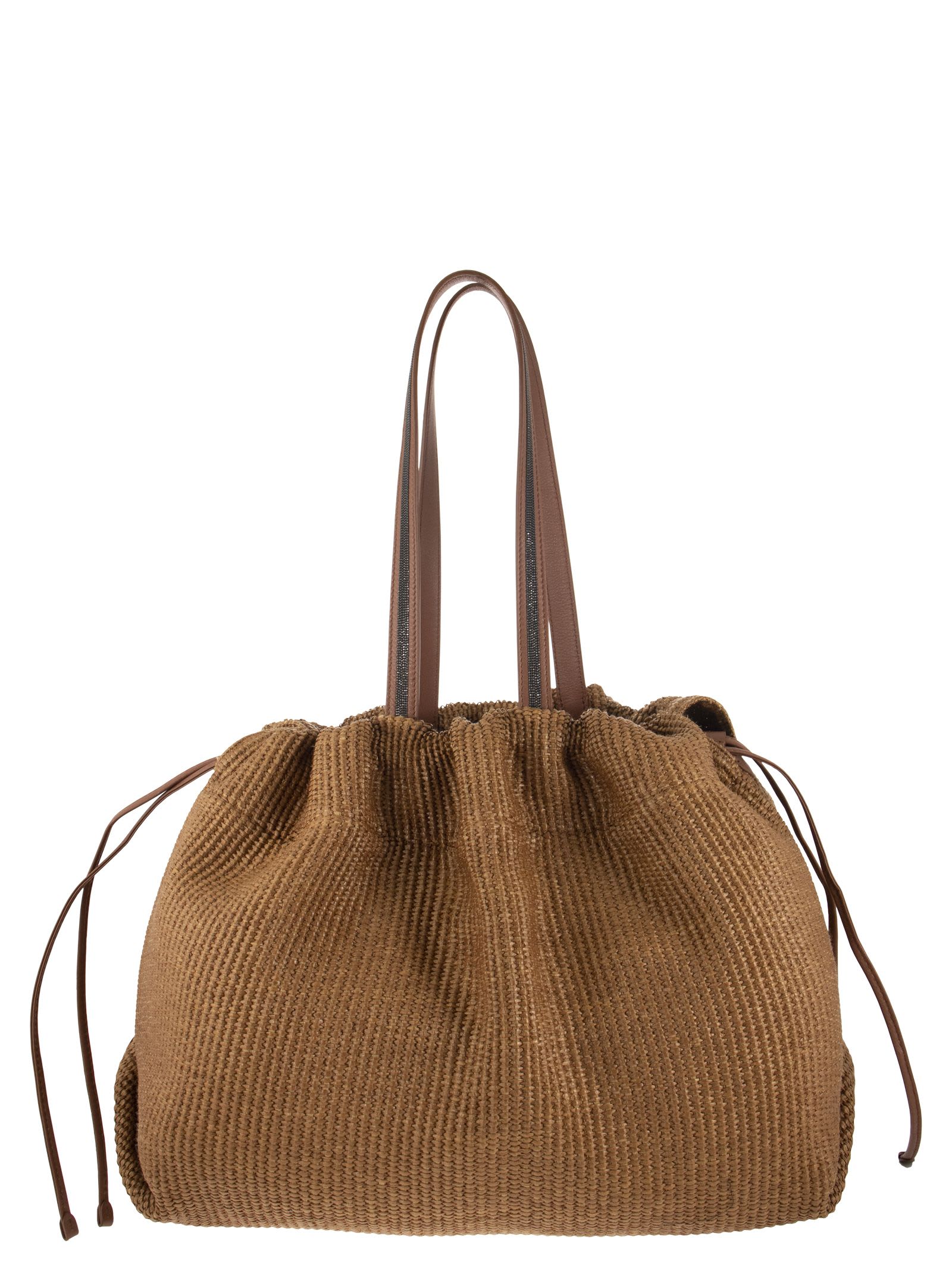 Brunello Cucinelli Fabric Shopper Bag With Shiny Handles
