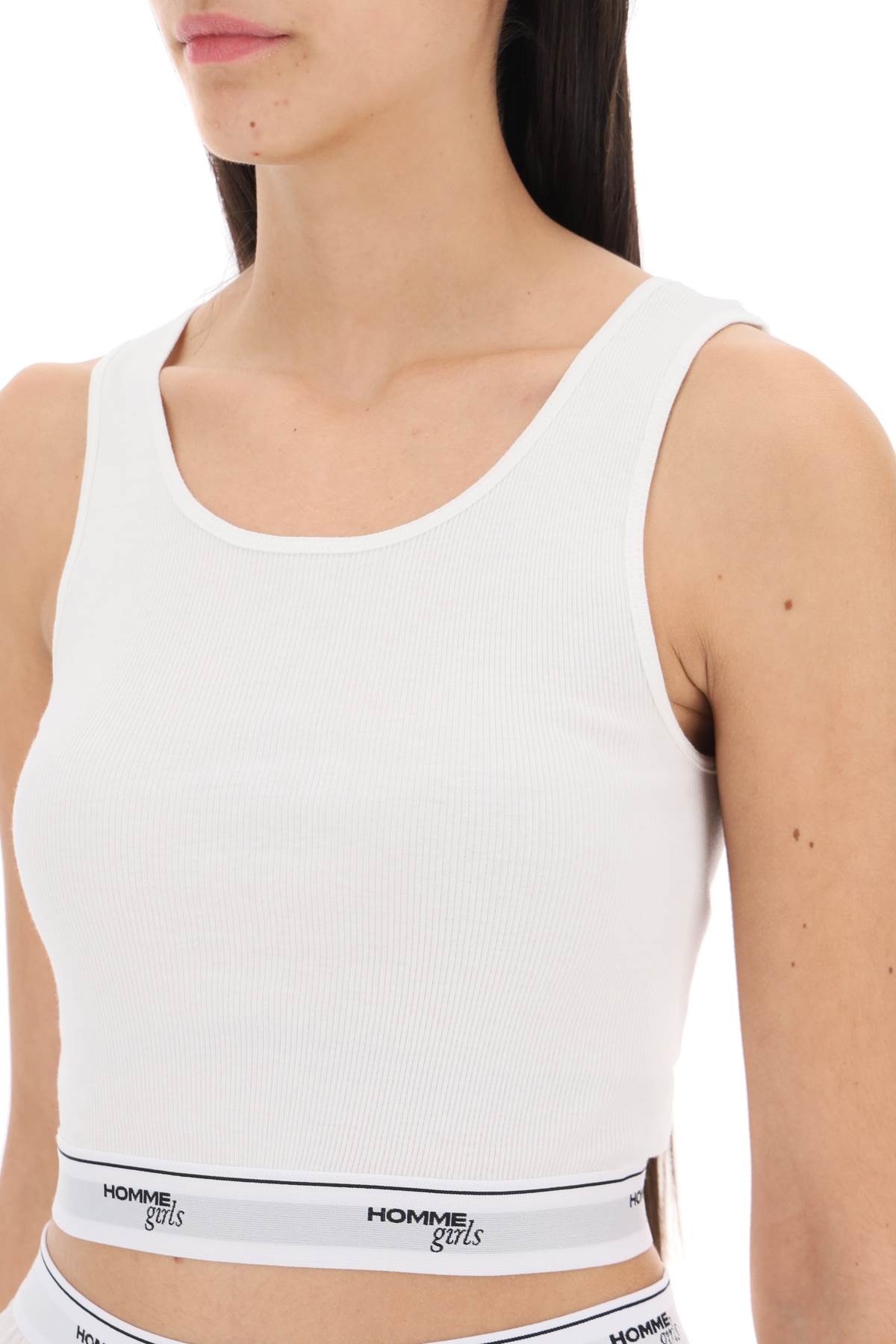 Logo Cropped Tank in White – HOMMEGIRLS