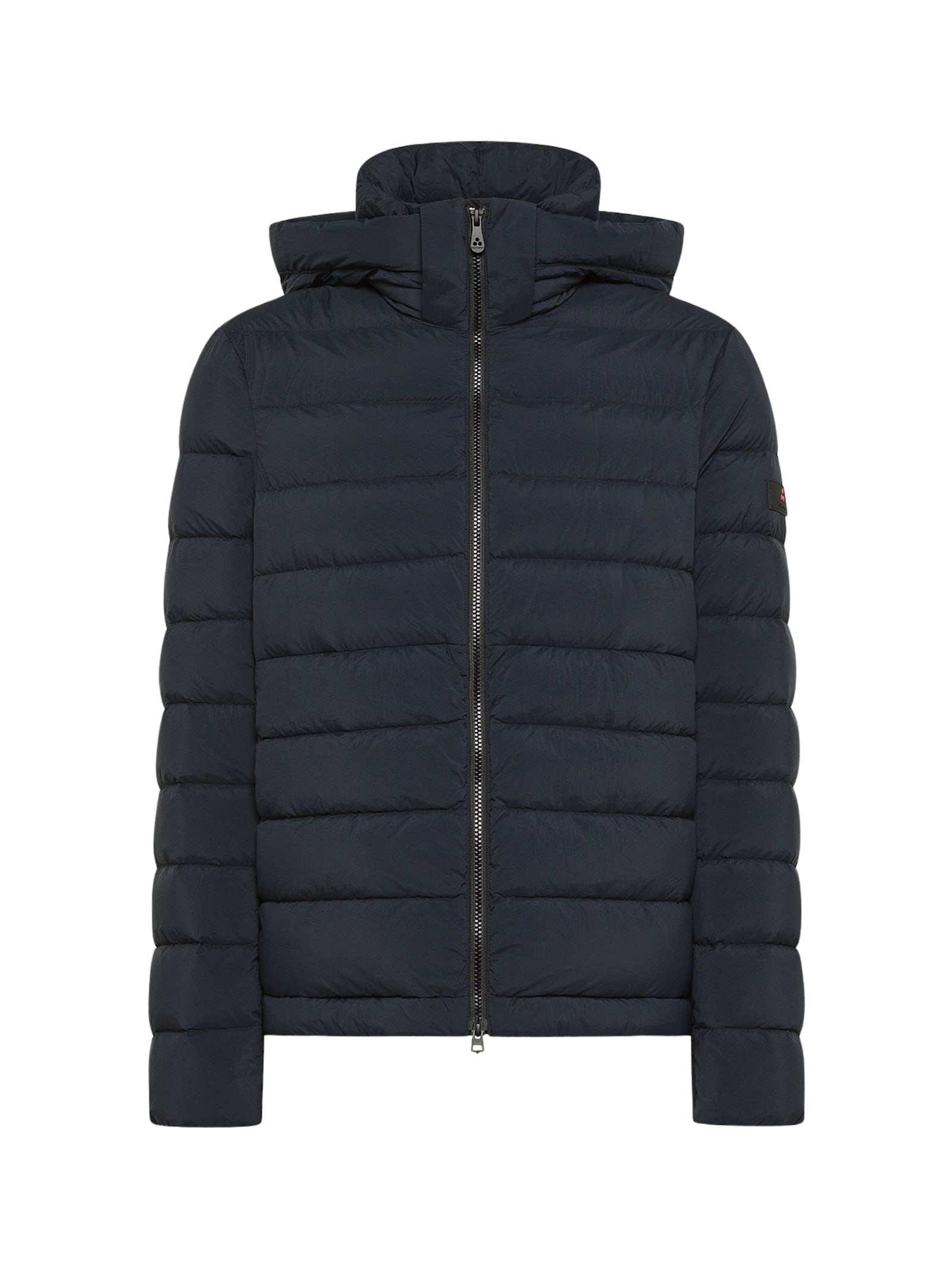 Peuterey Quilted Black Puffer Jacket With Hooded Design In Blue