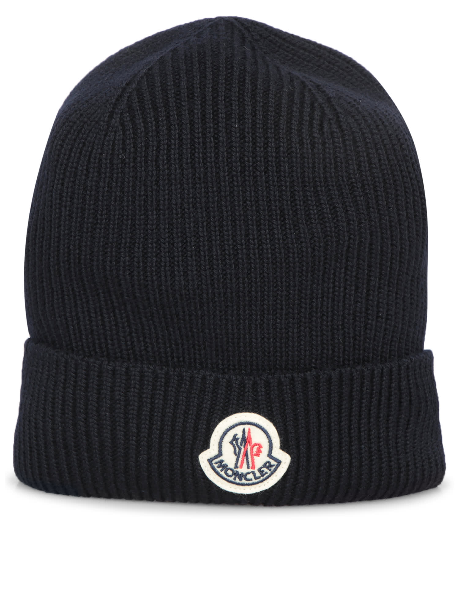 Shop Moncler Logo Blue Beanie