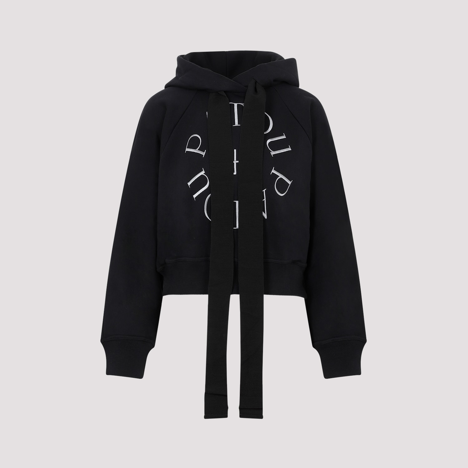 Shop Patou Cropped Medallion Logo Hoodie In B Black