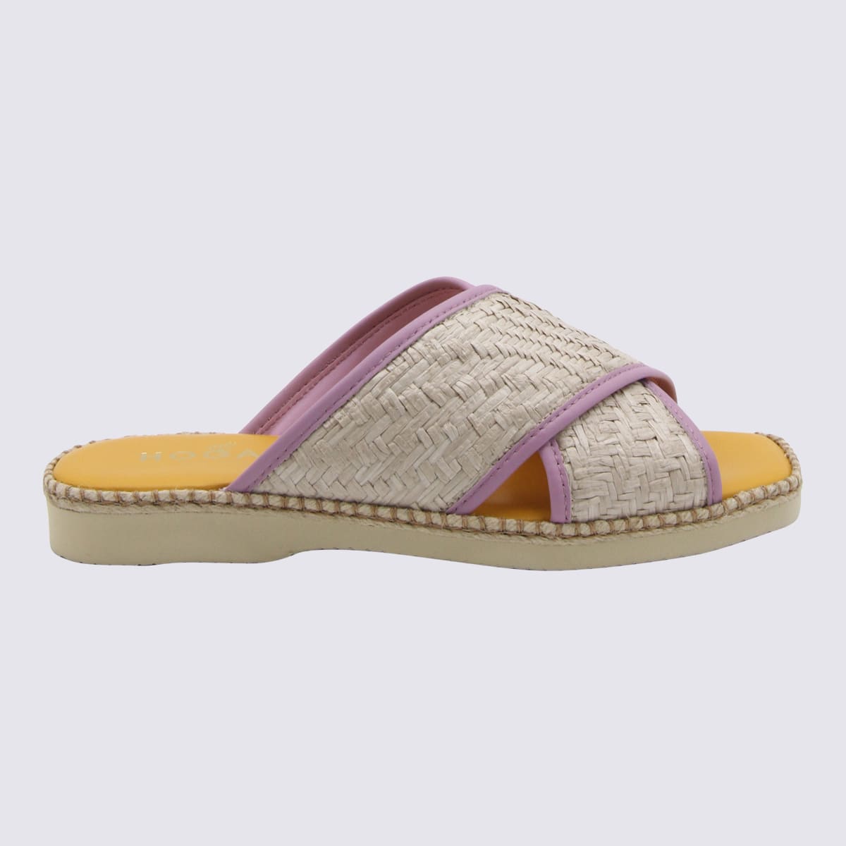 Shop Hogan Yellow And Lilac Leather Flats In Lilla/giallo