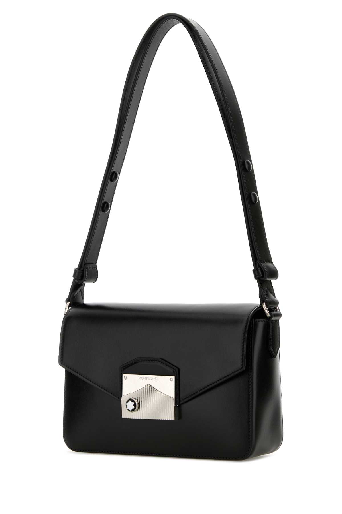 Montblanc Black Leather Meisterstuck Shoulder Bag In 000