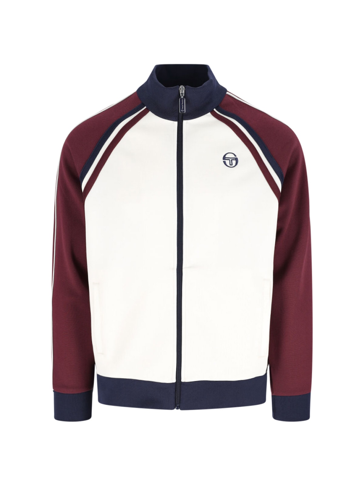 Sergio Tacchini Striped Zip Sweatshirt In White
