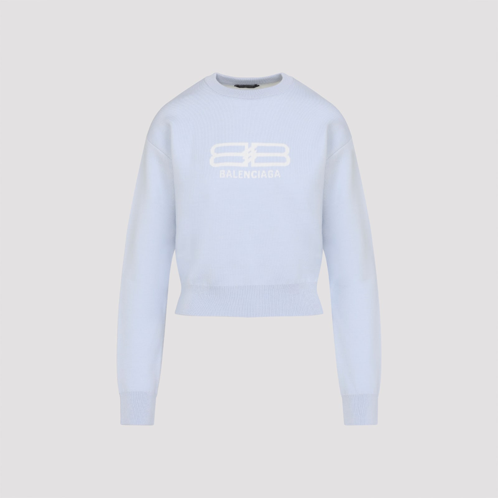 Balenciaga Cropped Sweater In Blue