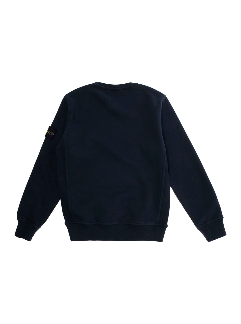 Stone Island Blue Crewneck Sweatshirt With Logo Patch On The Sleeve In Cotton Boy In Black