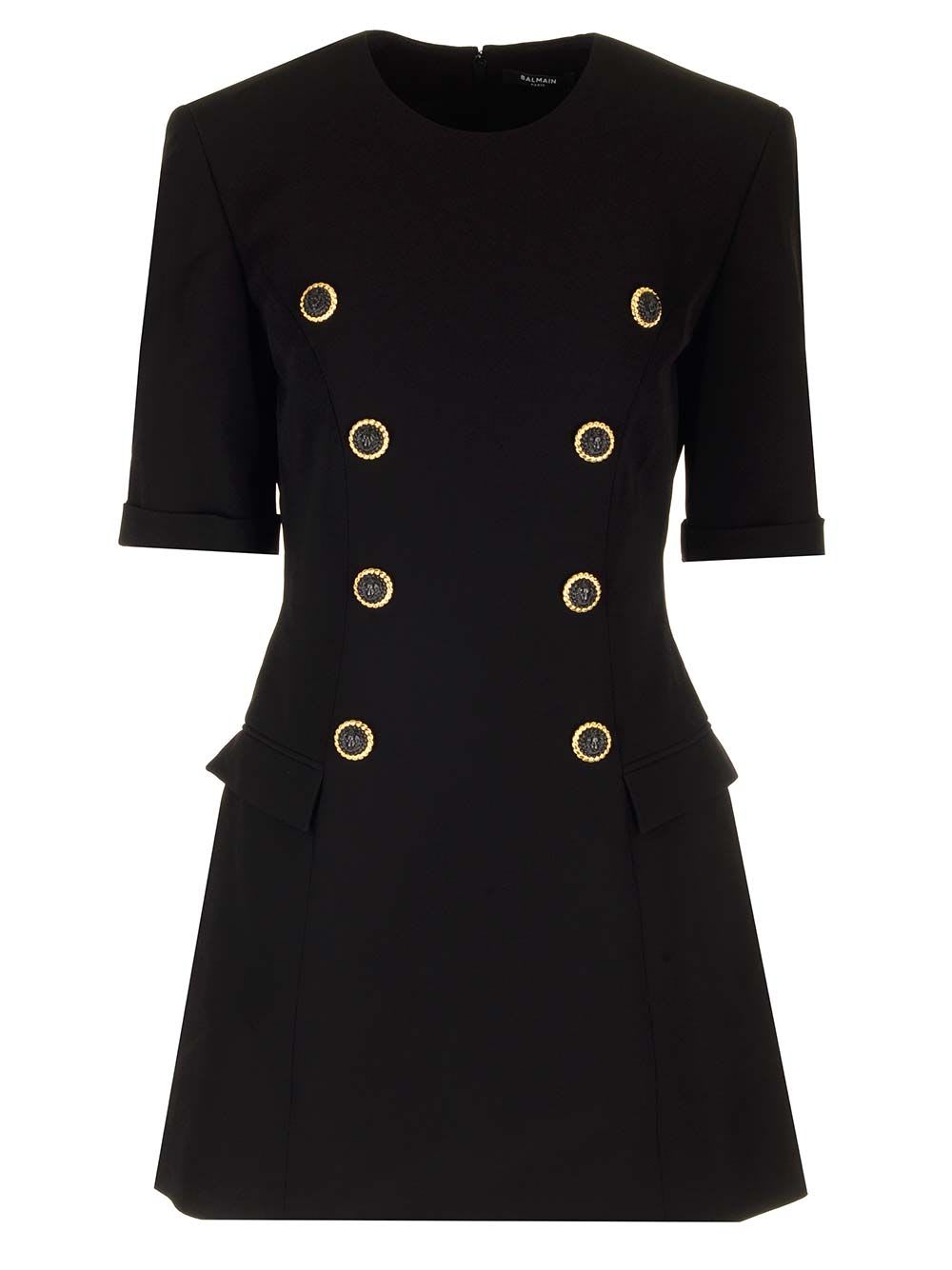 Shop Balmain Crepe Flared Dress In Black