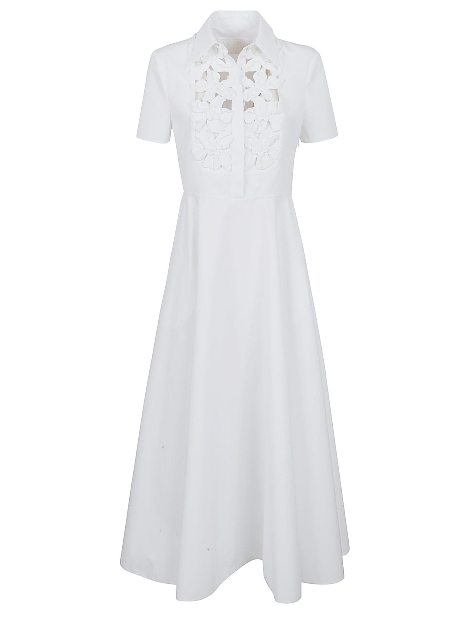 Valentino Dress - Embroidered Embroideries Compact Popeline In White