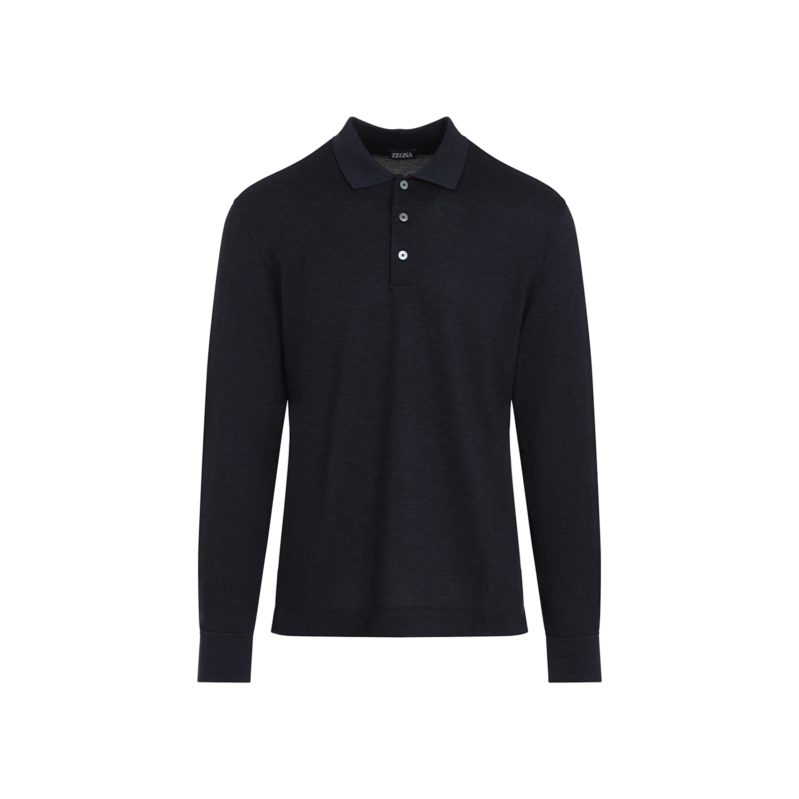 Shop Zegna Long Sleeves Polo In Blue Navy Unito