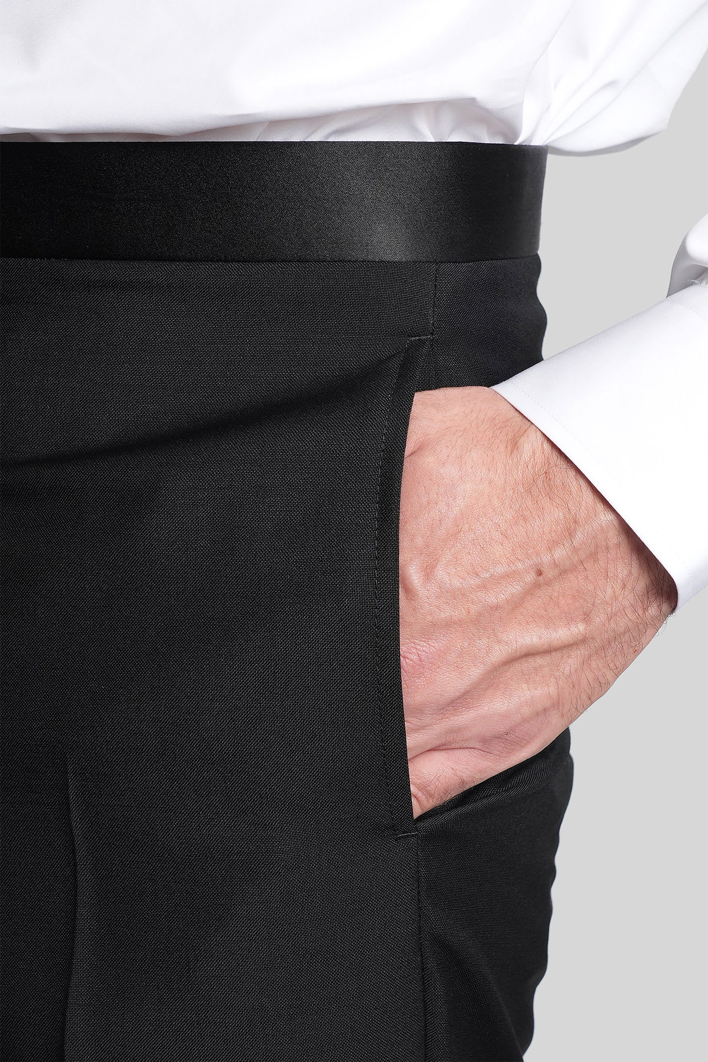 Givenchy Slim Fit Tailored Pants In Wool With Satin In Black