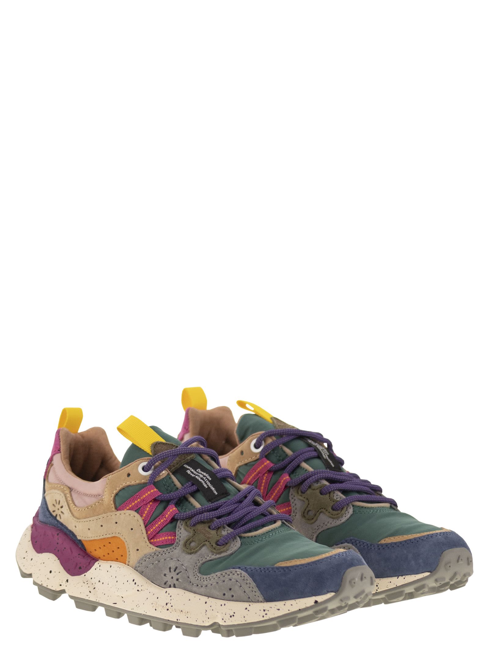 Flower Mountain Yamano 3 Sneakers In Suede And Technical Fabric In Multi