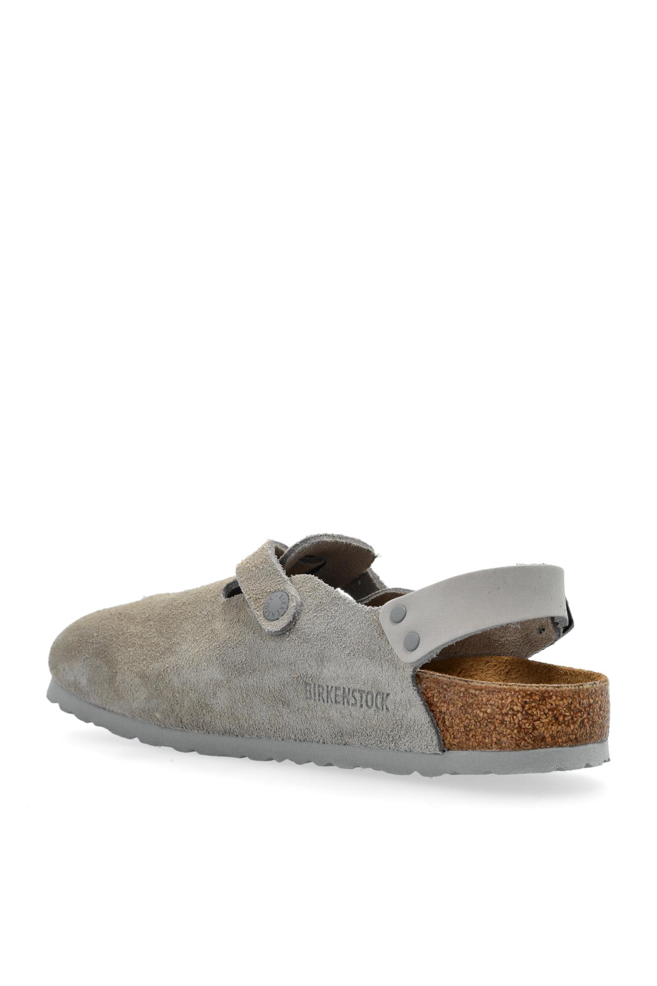 Birkenstock Tokio Suede Leather Clogs In Stone