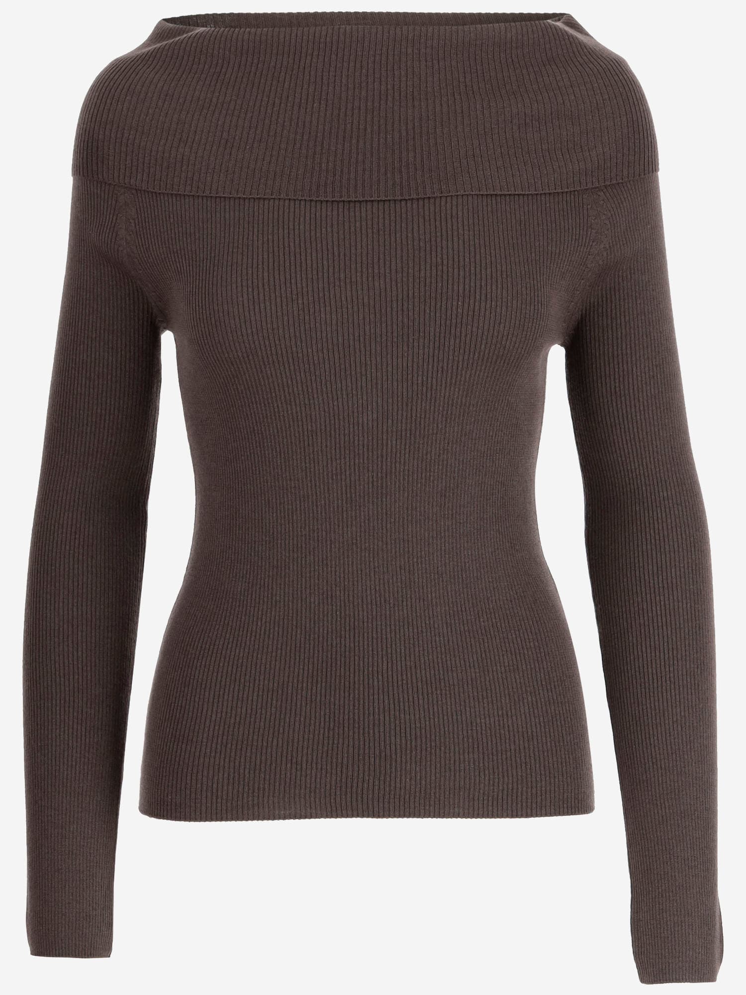 Shop Wild Cashmere Ribbed Silk And Cashmere Sweater In Brown