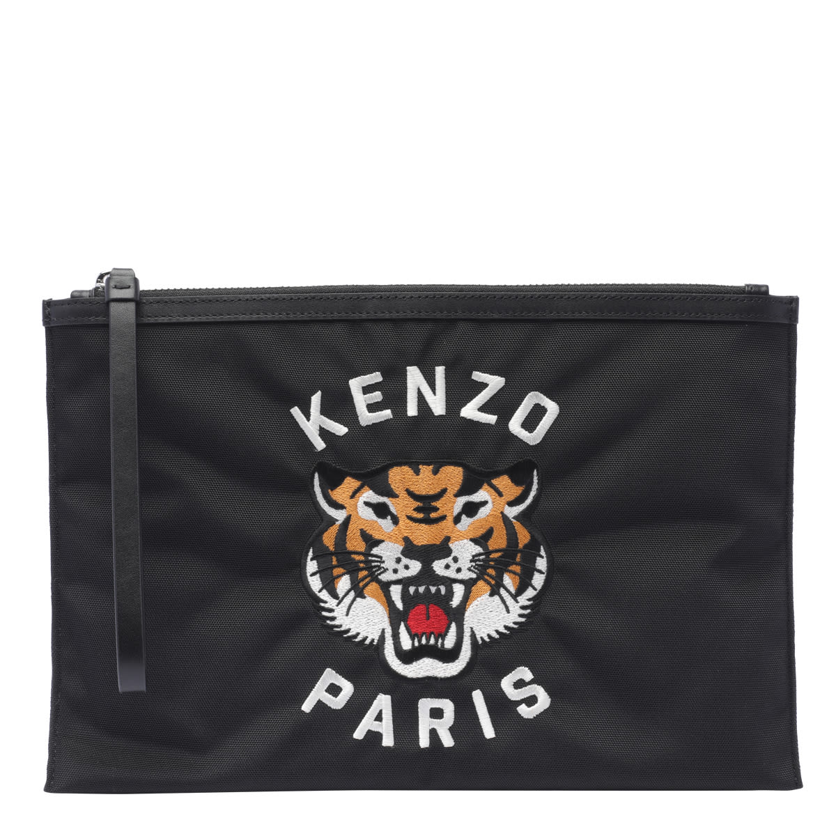 Shop Kenzo Varsity Tiger Zip Pouch In Noir
